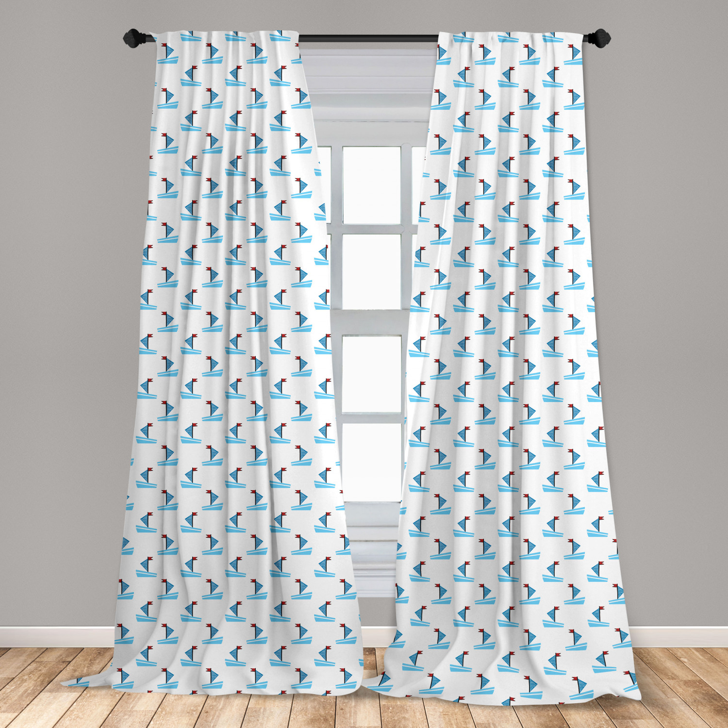 Juego de 2 paneles de cortinas de microfibra náutica azul para sala de estar dormitorio en 3 tamaños - Imagen 17 de 44