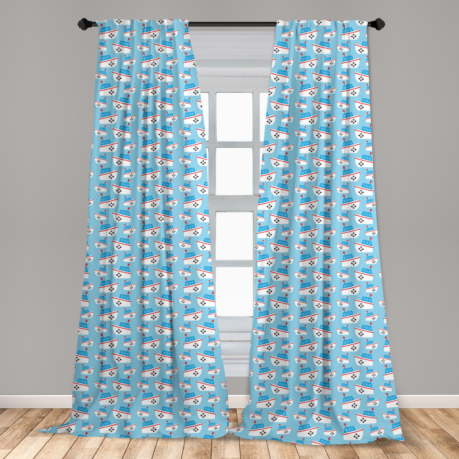 Juego de 2 paneles de cortinas de microfibra náutica azul para sala de estar dormitorio en 3 tamaños - Imagen 13 de 44