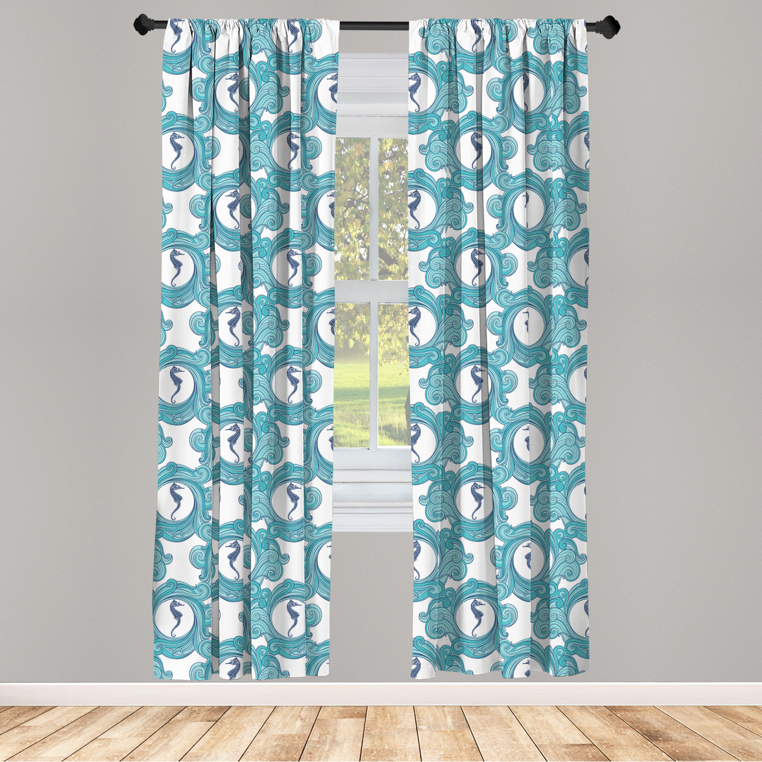 Juego de 2 paneles de cortinas de microfibra náutica azul para sala de estar dormitorio en 3 tamaños - Imagen 38 de 44