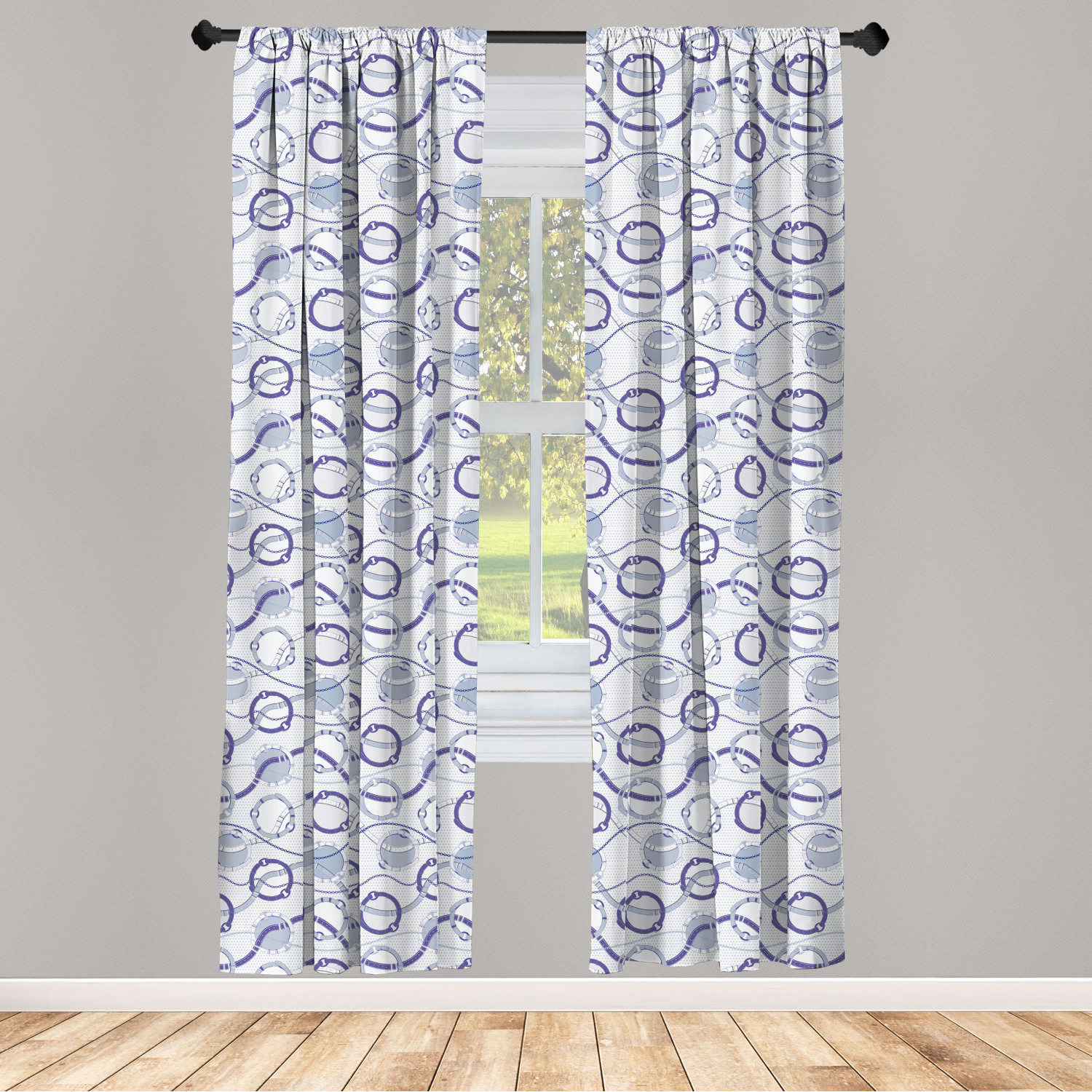 Juego de 2 paneles de cortinas de microfibra náutica azul para sala de estar dormitorio en 3 tamaños - Imagen 30 de 44