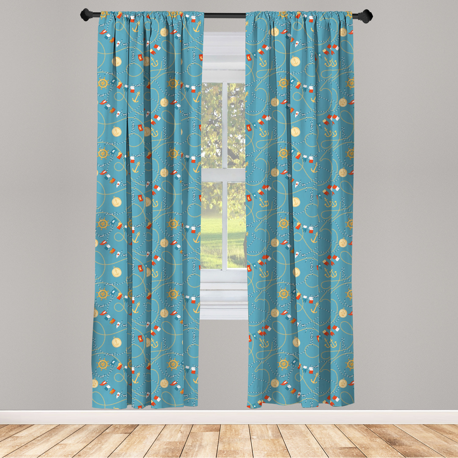 Juego de 2 paneles de cortinas de microfibra náutica azul para sala de estar dormitorio en 3 tamaños - Imagen 34 de 44