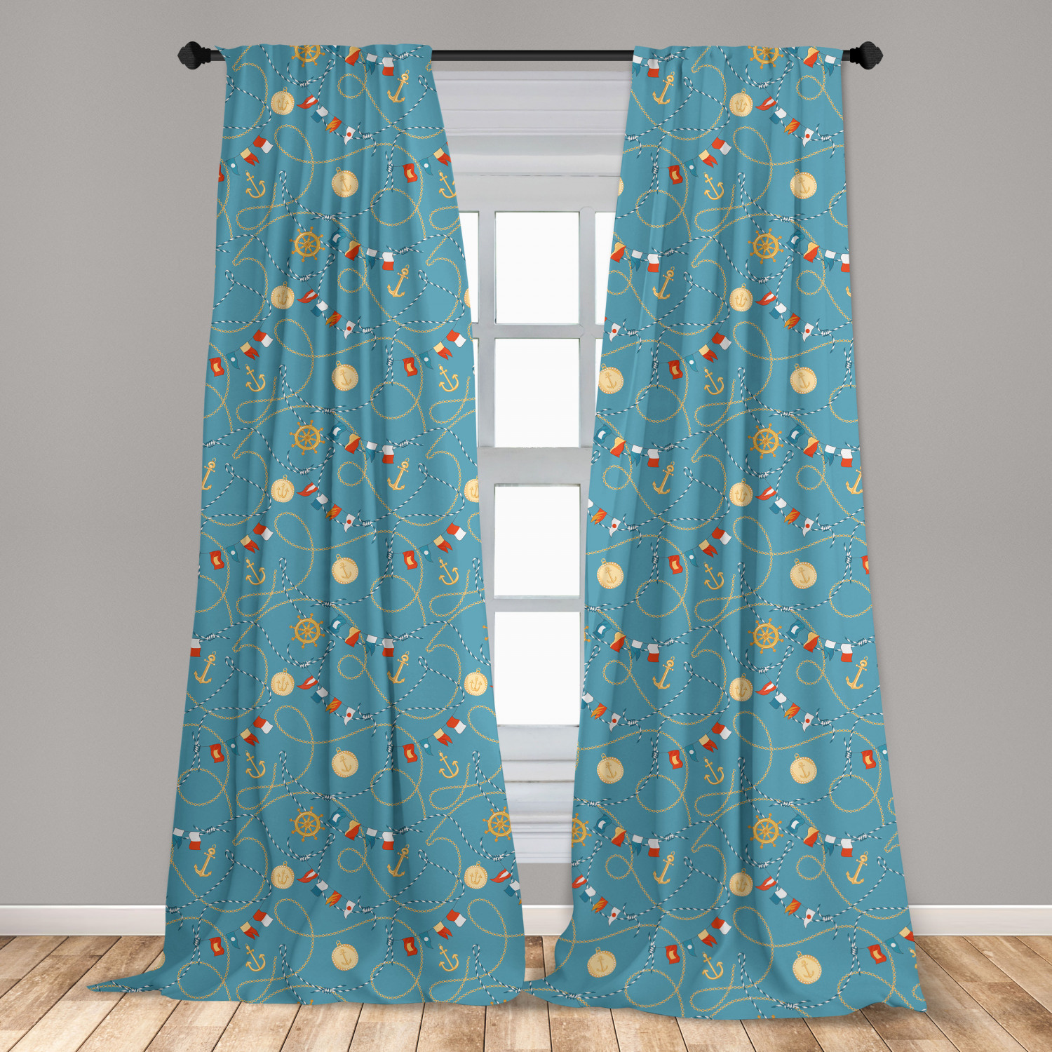 Juego de 2 paneles de cortinas de microfibra náutica azul para sala de estar dormitorio en 3 tamaños - Imagen 33 de 44