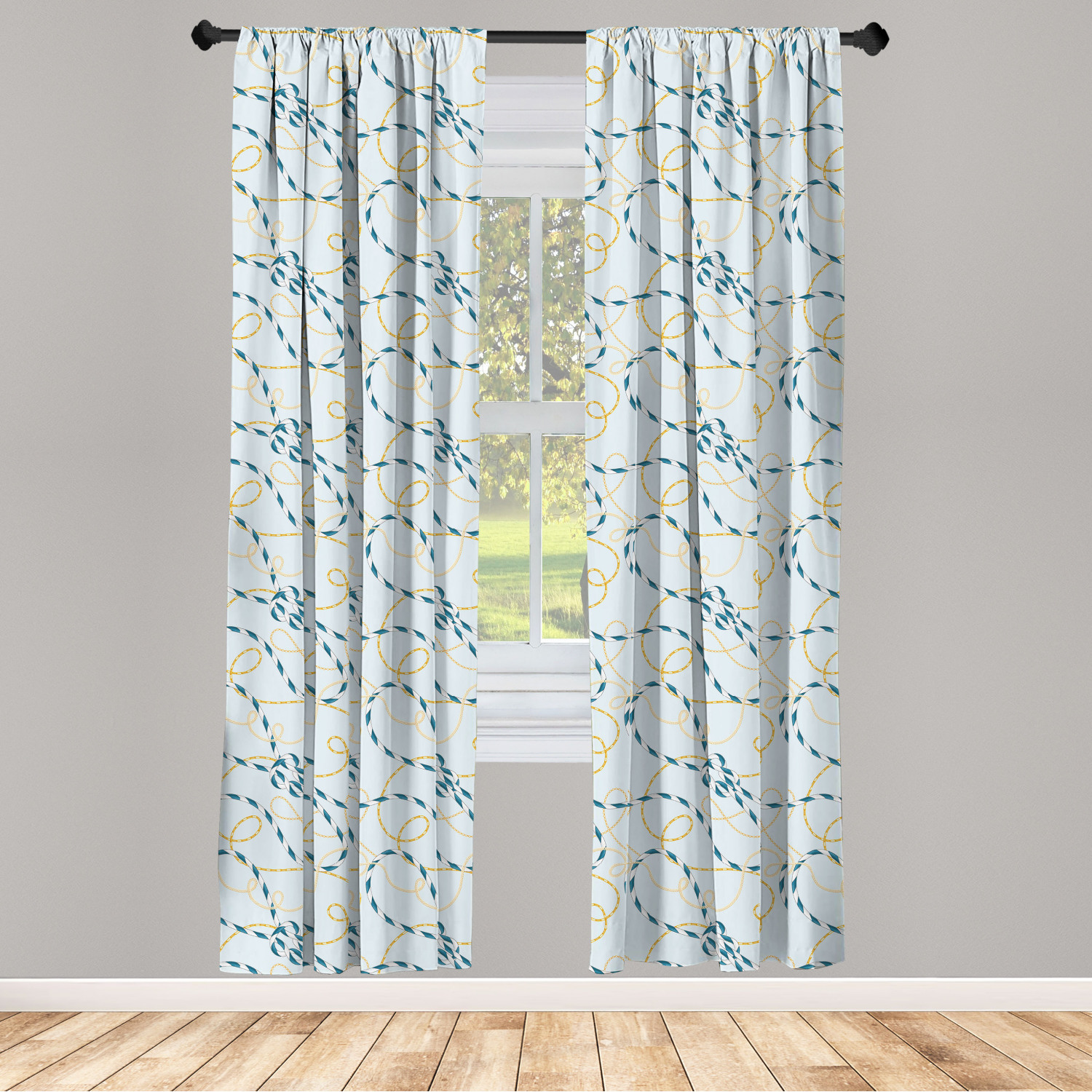 Juego de 2 paneles de cortinas de microfibra náutica azul para sala de estar dormitorio en 3 tamaños - Imagen 12 de 44