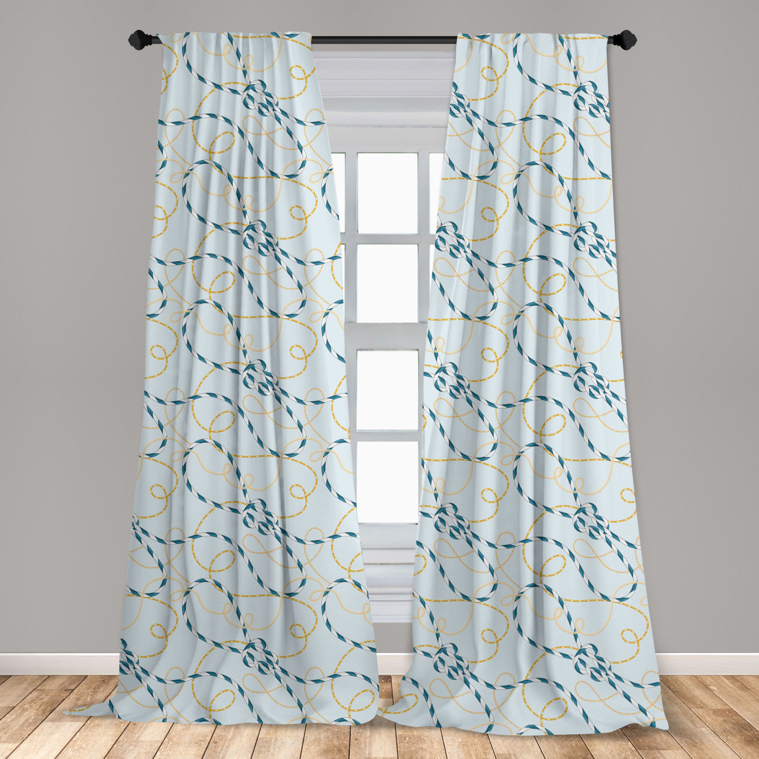 Juego de 2 paneles de cortinas de microfibra náutica azul para sala de estar dormitorio en 3 tamaños - Imagen 11 de 44