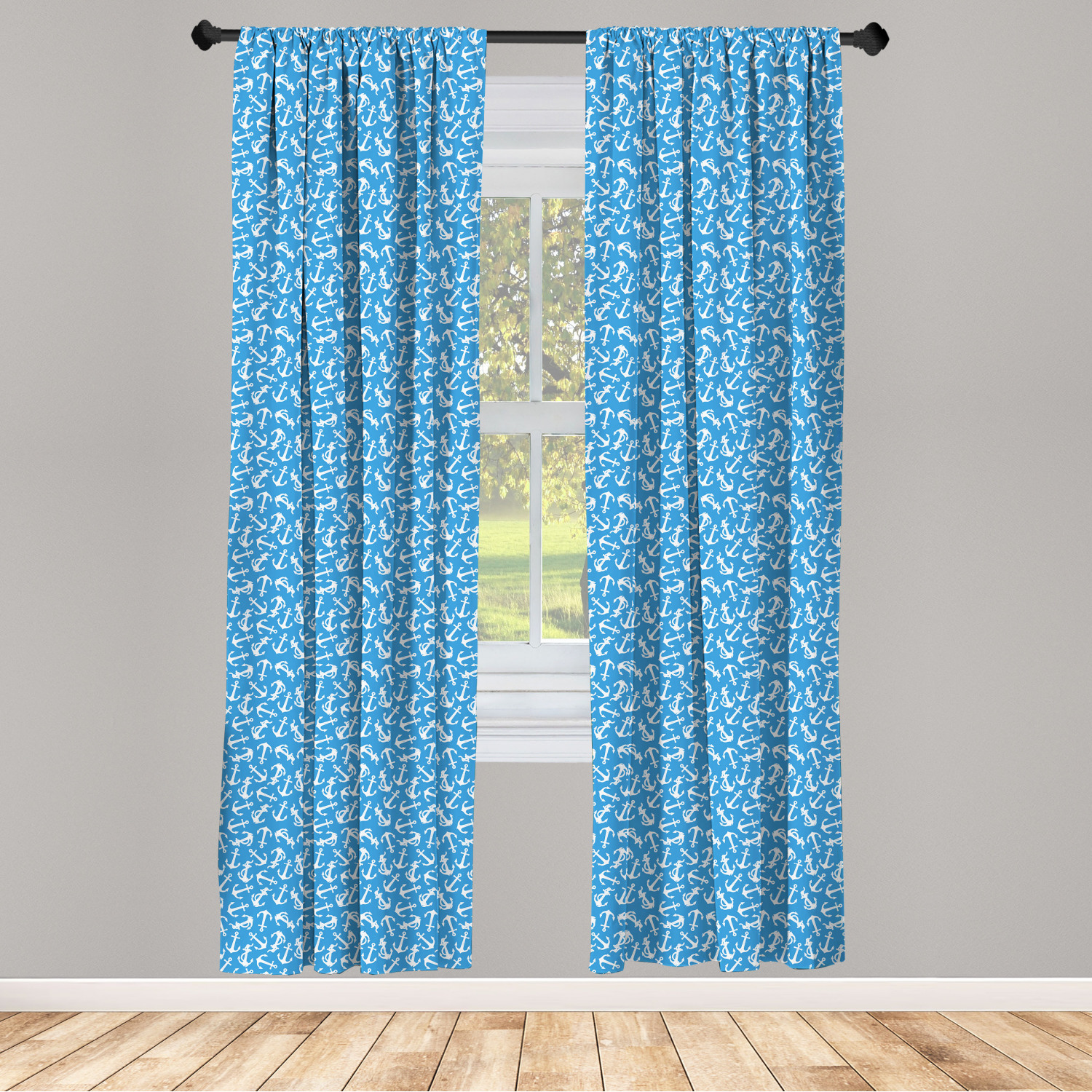 Juego de 2 paneles de cortinas de microfibra náutica azul para sala de estar dormitorio en 3 tamaños - Imagen 26 de 44