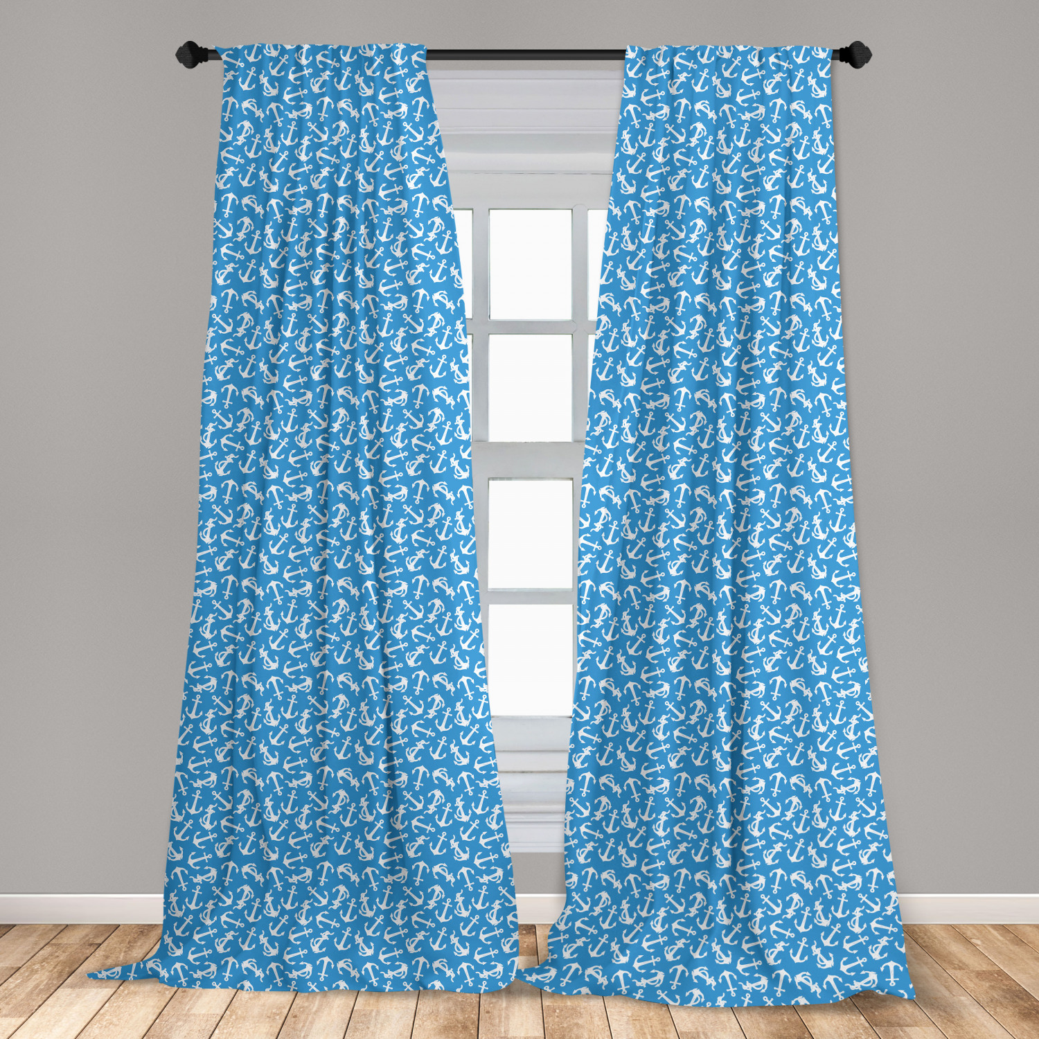 Juego de 2 paneles de cortinas de microfibra náutica azul para sala de estar dormitorio en 3 tamaños - Imagen 25 de 44