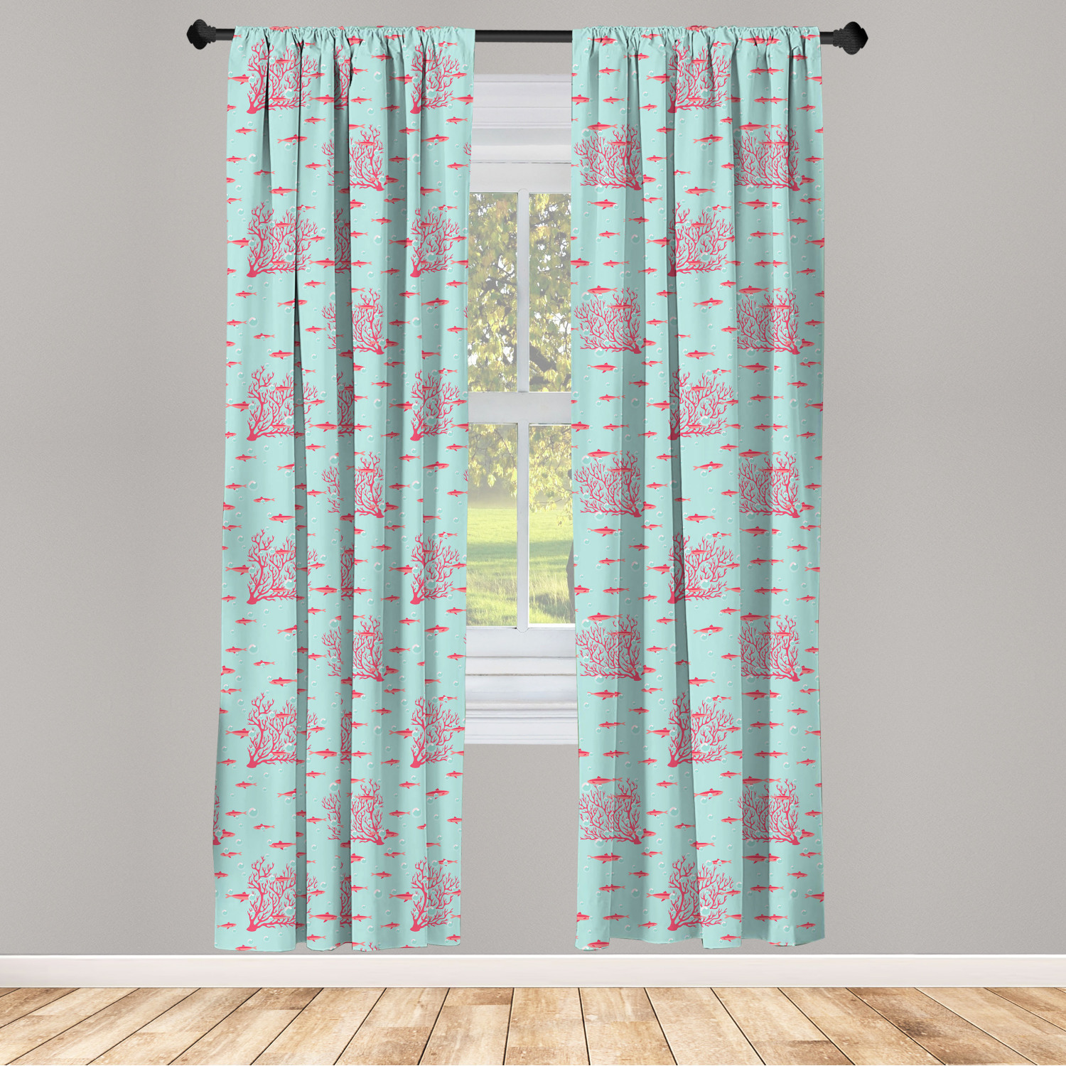 Coral Microfiber Curtains 2 Panel Set Living Room Bedroom In 3 Sizes Ebay