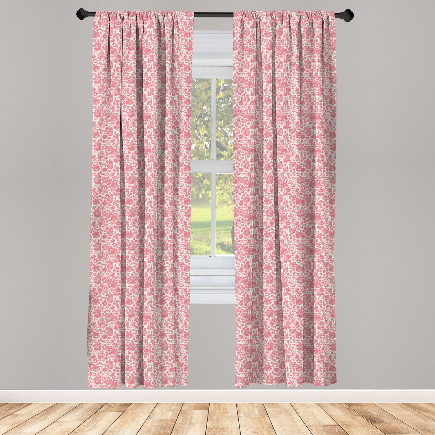 Coral Microfiber Curtains 2 Panel Set Living Room Bedroom in 3 Sizes | eBay