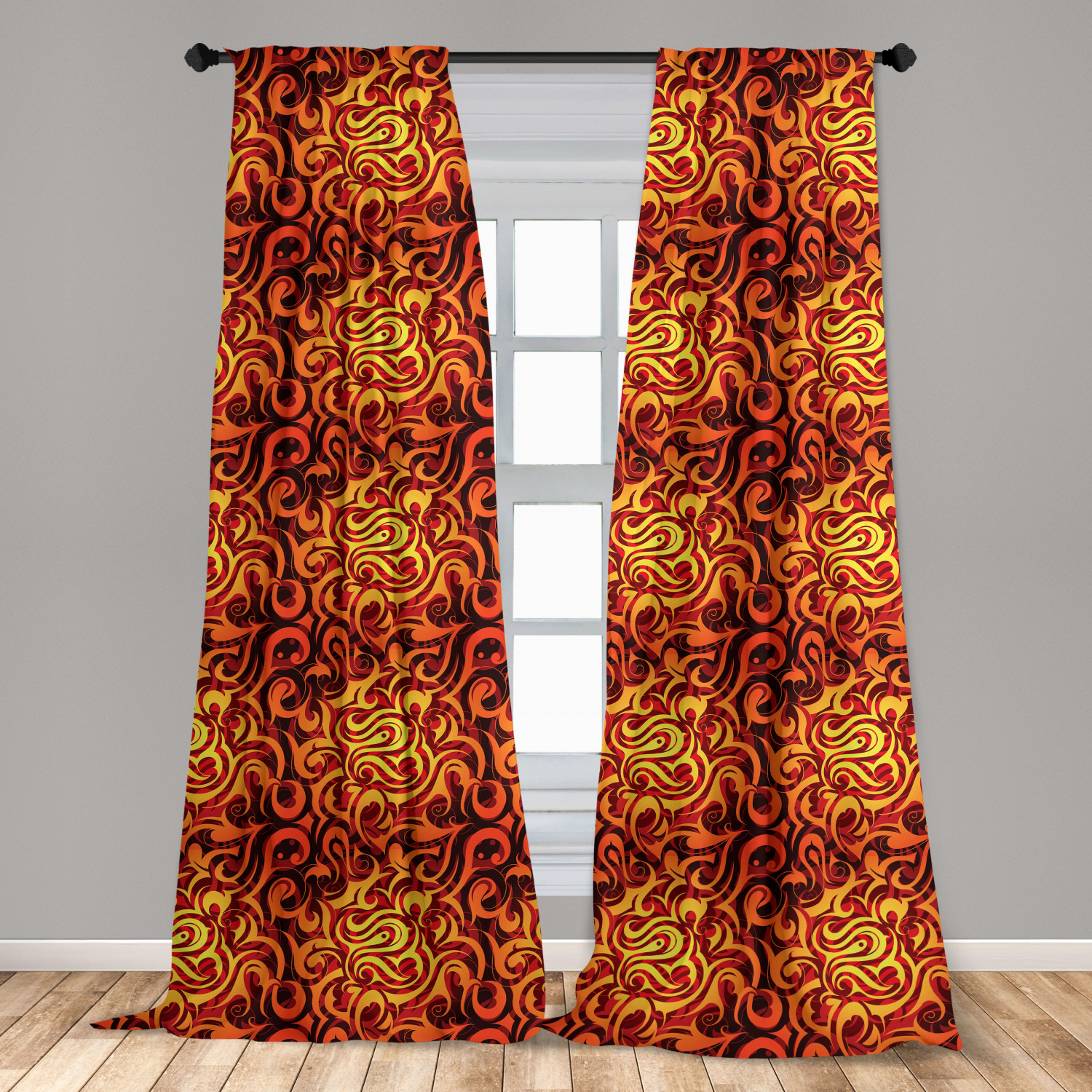 Vintage Abstract Microfiber Curtains 2 Panel Set Living Room Bedroom in 3 Sizes - Picture 25 of 54