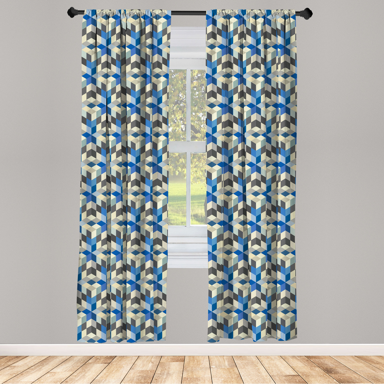 Vintage Abstract Microfiber Curtains 2 Panel Set Living Room Bedroom in 3 Sizes - Picture 4 of 54