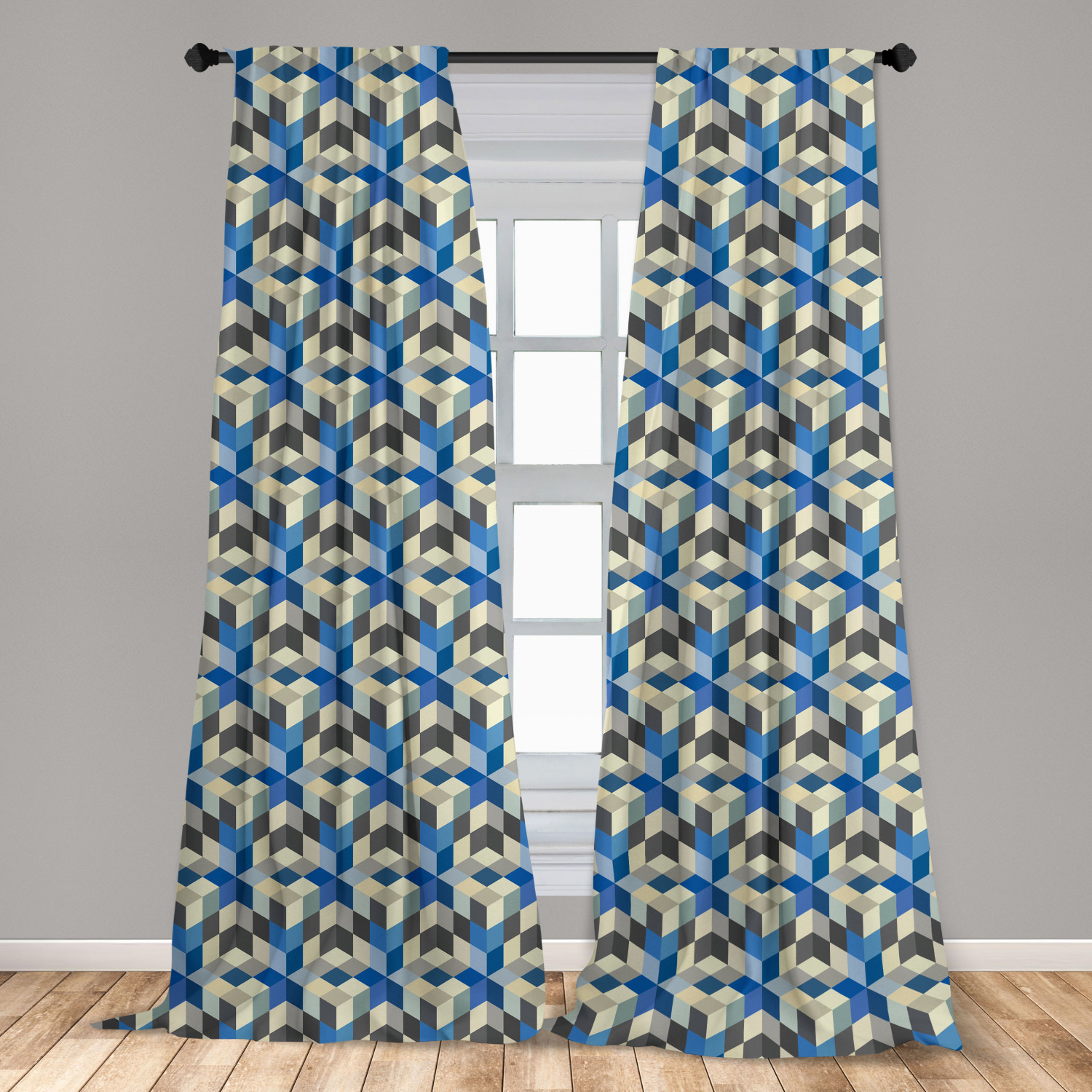 Vintage Abstract Microfiber Curtains 2 Panel Set Living Room Bedroom in 3 Sizes - Picture 3 of 54