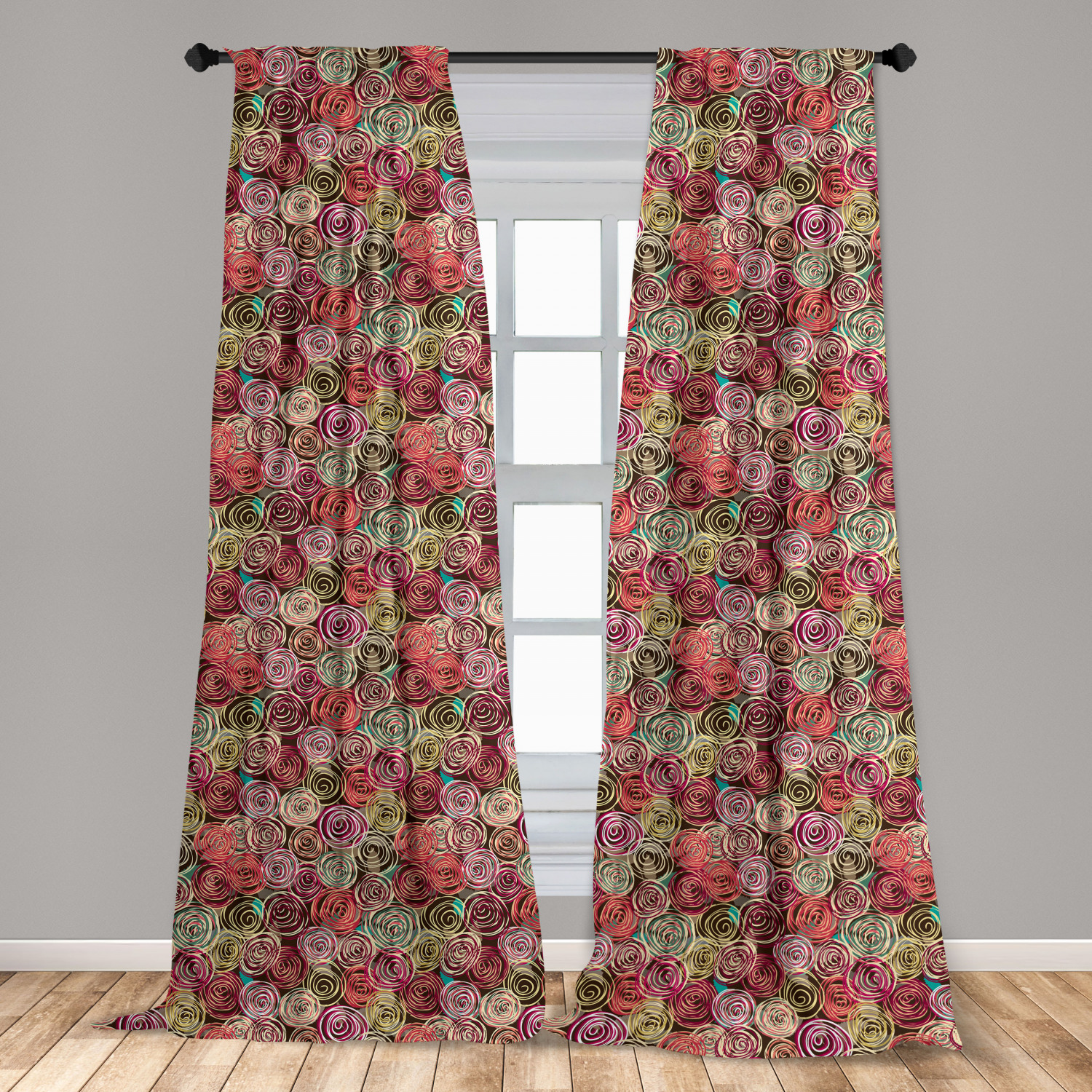 Vintage Abstract Microfiber Curtains 2 Panel Set Living Room Bedroom in 3 Sizes - Picture 39 of 54
