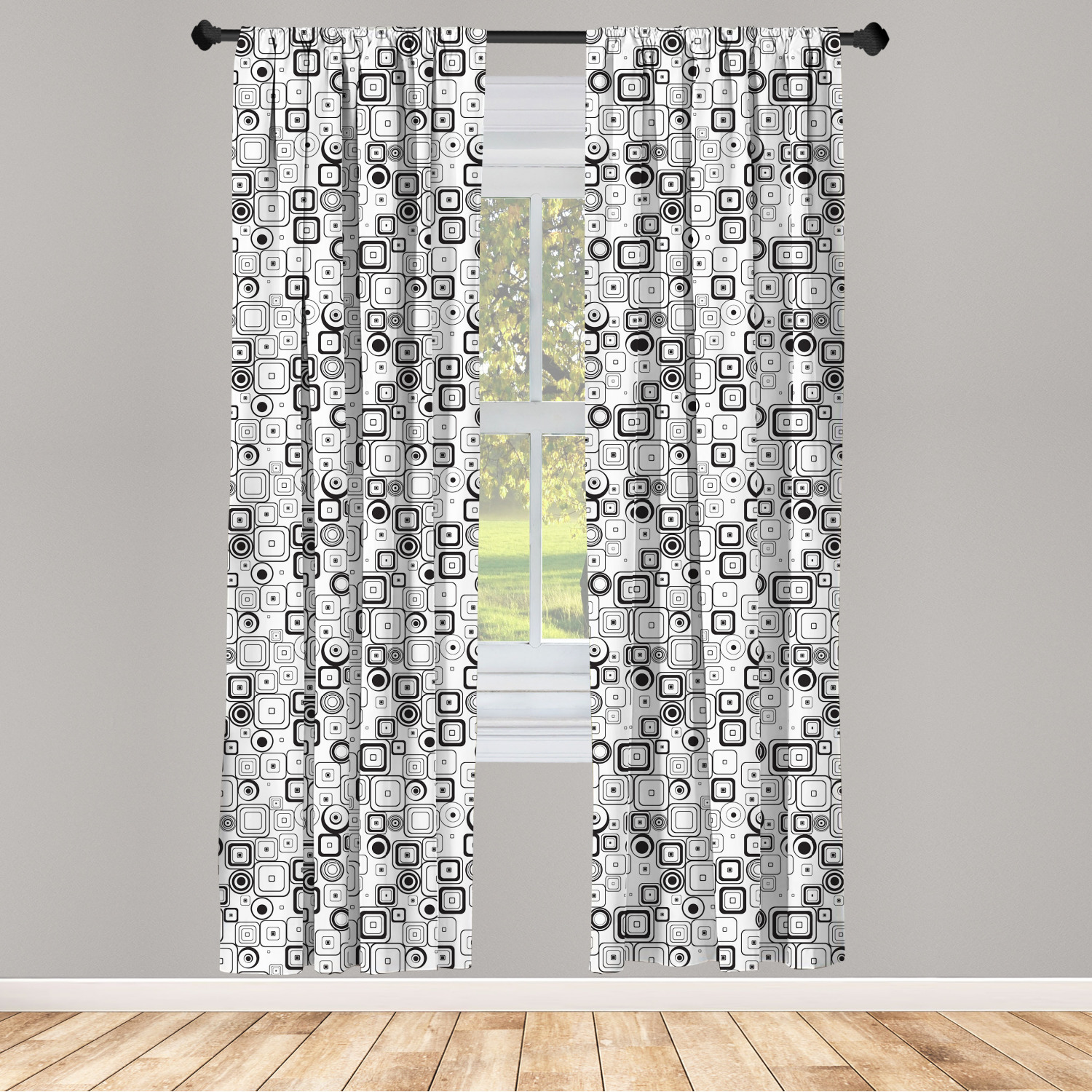 Vintage Abstract Microfiber Curtains 2 Panel Set Living Room Bedroom in 3 Sizes - Picture 48 of 54