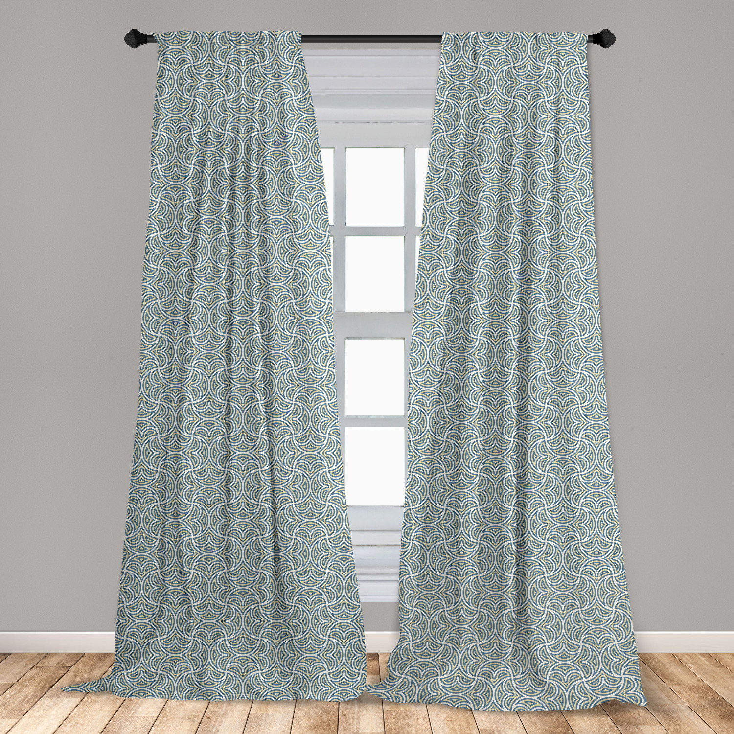 Vintage Abstract Microfiber Curtains 2 Panel Set Living Room Bedroom in 3 Sizes - Picture 9 of 54