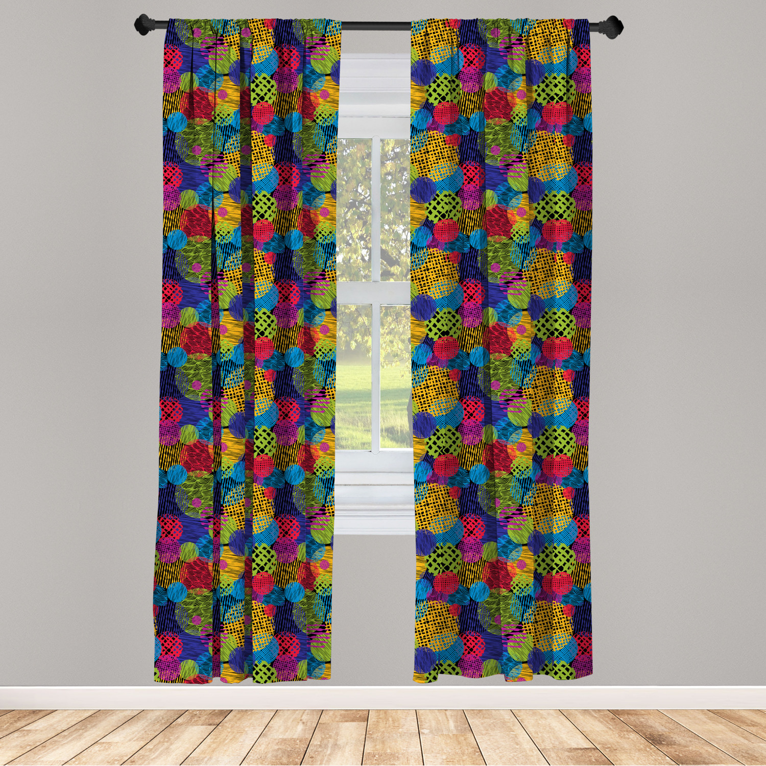 Vintage Abstract Microfiber Curtains 2 Panel Set Living Room Bedroom in 3 Sizes - Picture 12 of 54