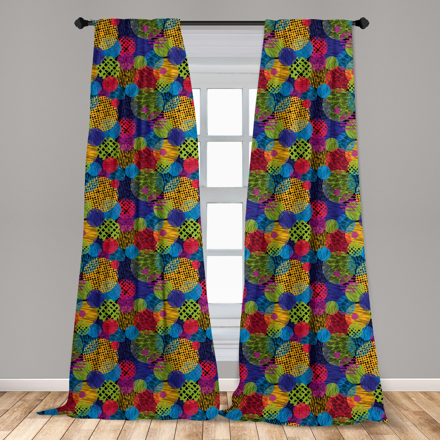 Vintage Abstract Microfiber Curtains 2 Panel Set Living Room Bedroom in 3 Sizes - Picture 11 of 54