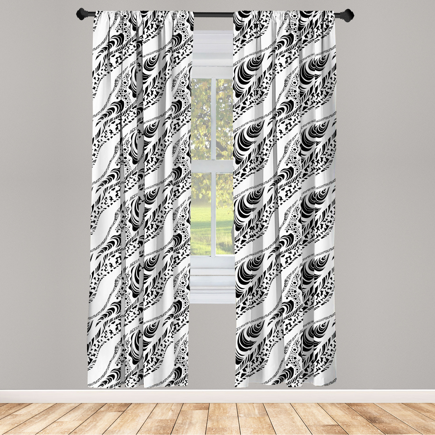 Vintage Abstract Microfiber Curtains 2 Panel Set Living Room Bedroom in 3 Sizes - Picture 6 of 54