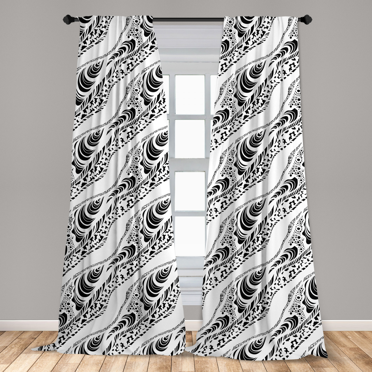 Vintage Abstract Microfiber Curtains 2 Panel Set Living Room Bedroom in 3 Sizes - Picture 5 of 54