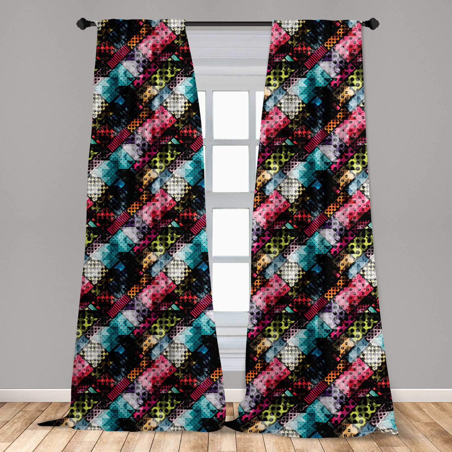 Vintage Abstract Microfiber Curtains 2 Panel Set Living Room Bedroom in 3 Sizes - Picture 43 of 54