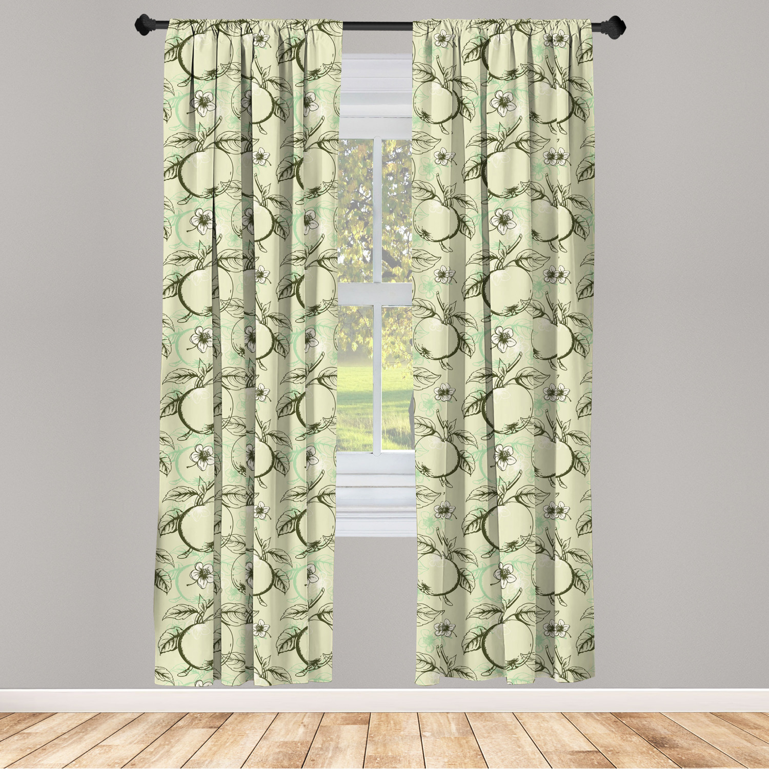 Apple Microfiber Curtains 2 Panel Set Living Room Bedroom in 3 Sizes 