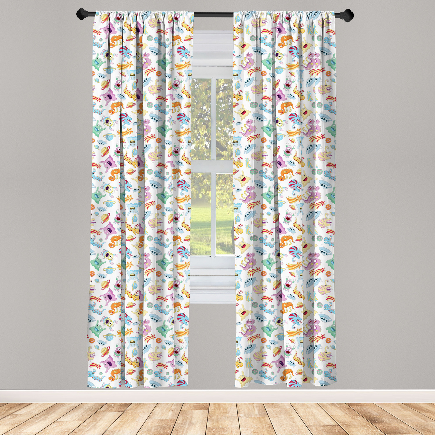 Alien Microfiber Curtains 2 Panel Set Living Room Bedroom in 3 Sizes - Picture 8 of 56