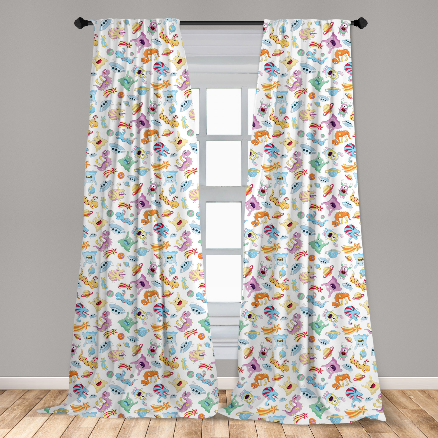 Alien Microfiber Curtains 2 Panel Set Living Room Bedroom in 3 Sizes - Picture 7 of 56