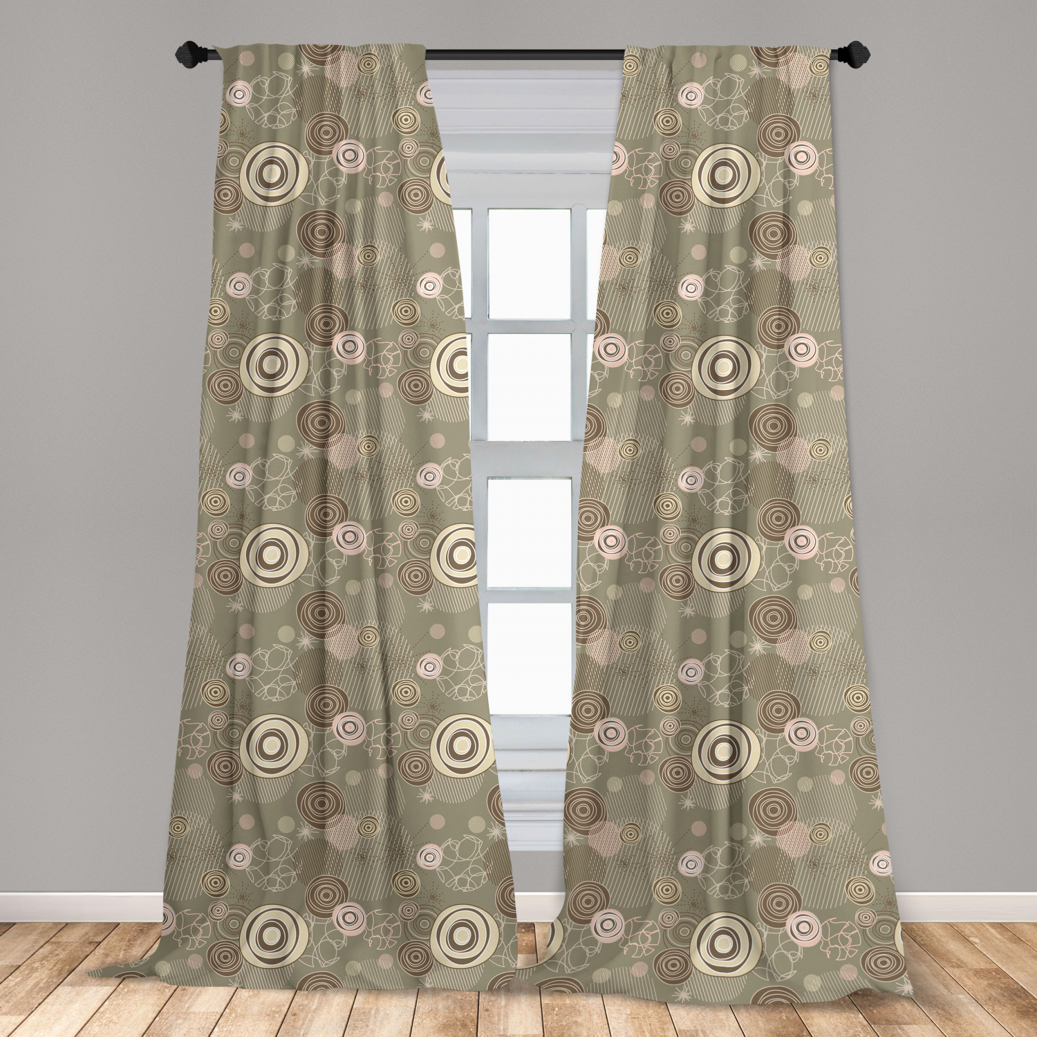 Vintage Abstract Microfiber Curtains 2 Panel Set Living Room Bedroom in 3 Sizes - Picture 13 of 54
