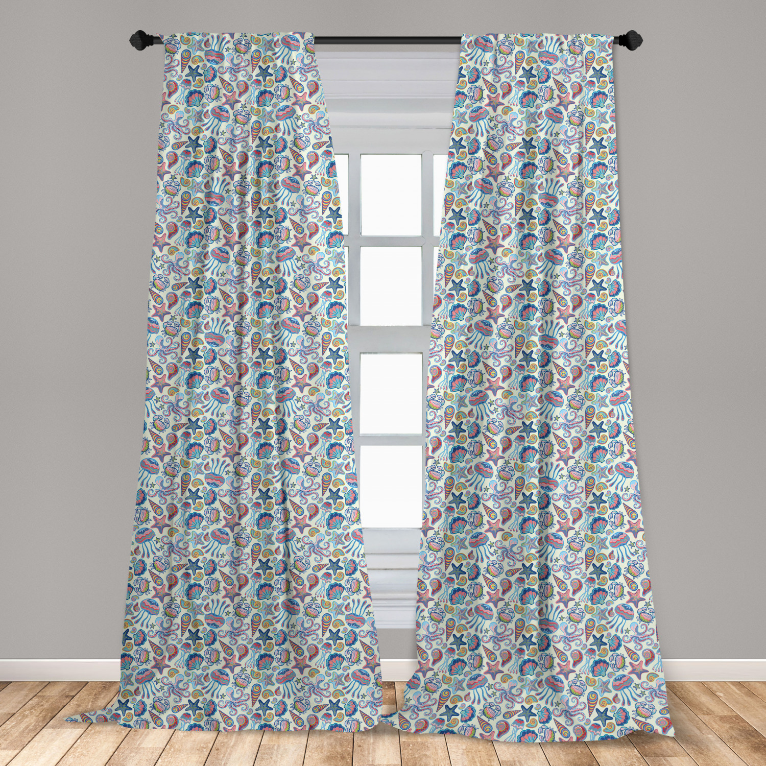 Octopus Microfiber Curtains 2 Panel Set Living Room Bedroom in 3 Sizes