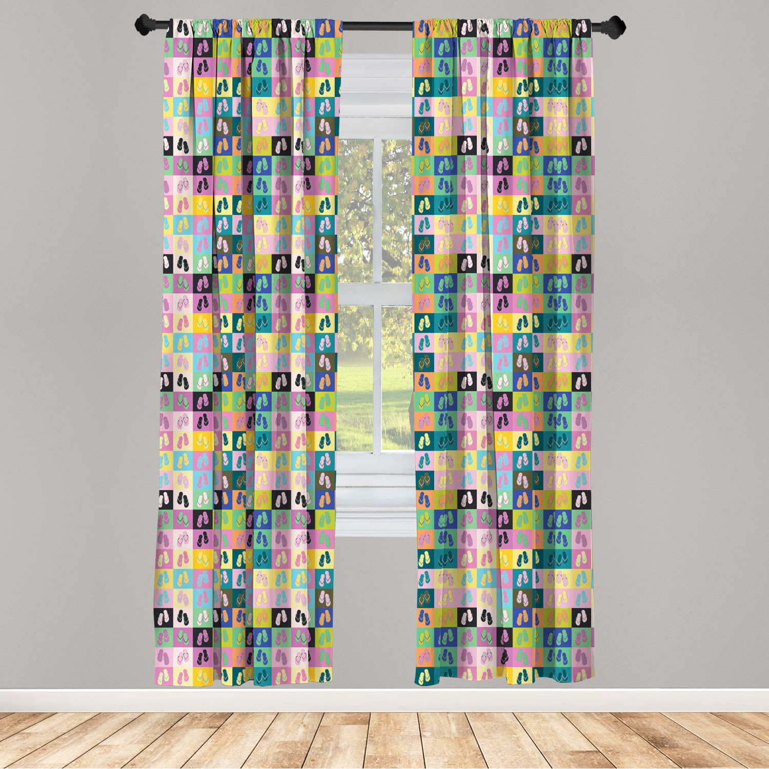 Flip Flop Microfiber Curtains 2 Panel Set Living Room Bedroom in 3 Sizes - Picture 28 of 50