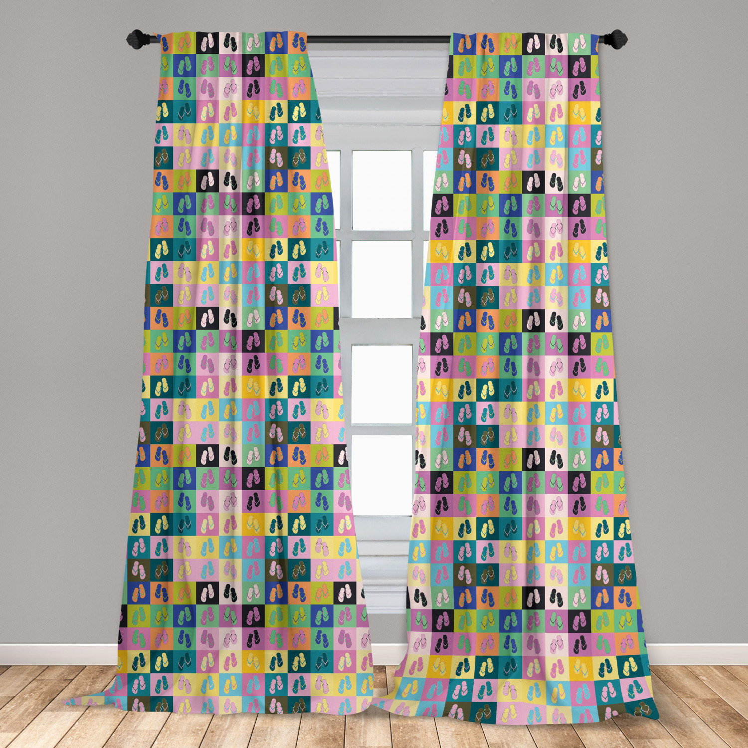 Flip Flop Microfiber Curtains 2 Panel Set Living Room Bedroom in 3 Sizes - Picture 27 of 50
