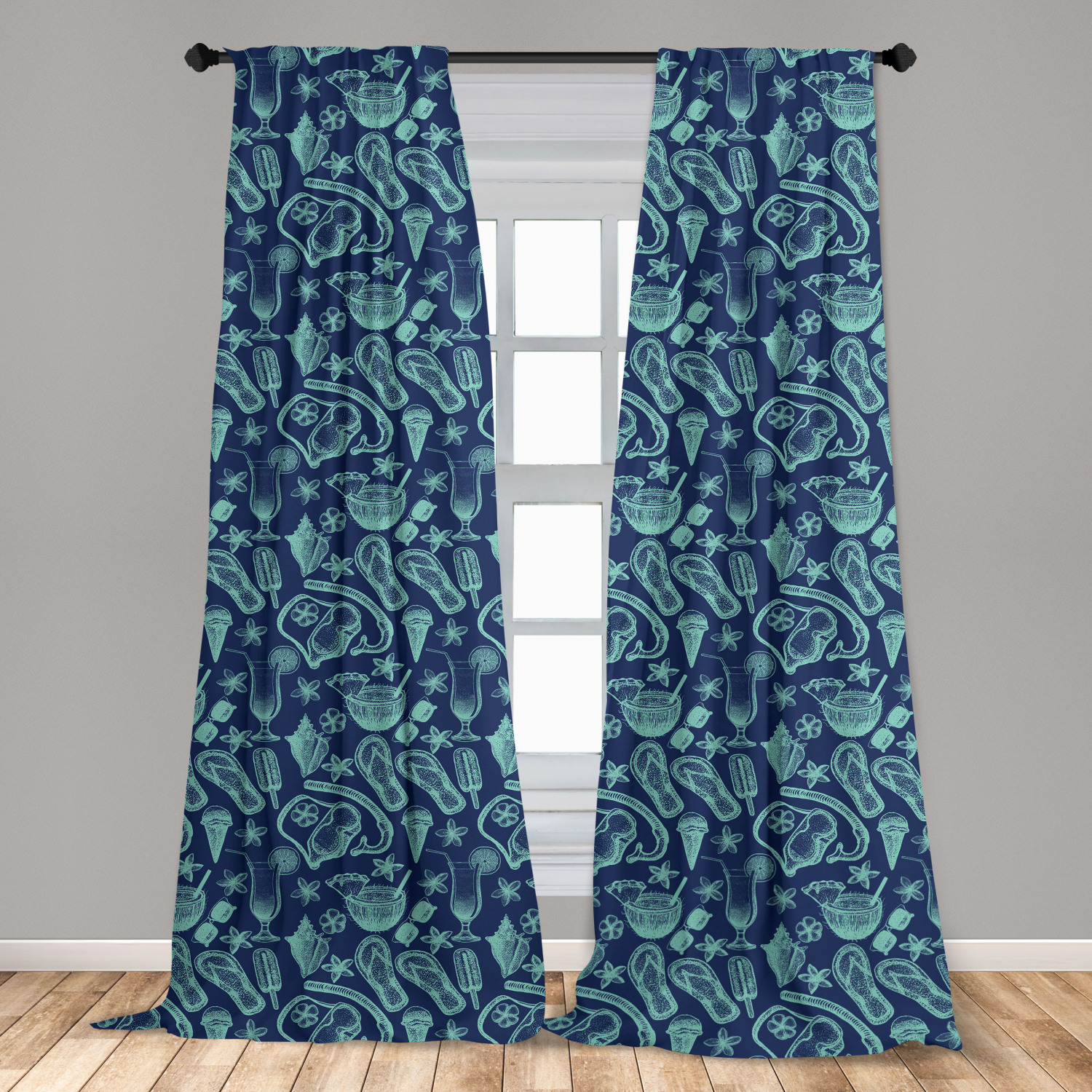 Flip Flop Microfiber Curtains 2 Panel Set Living Room Bedroom in 3 Sizes - Picture 15 of 50