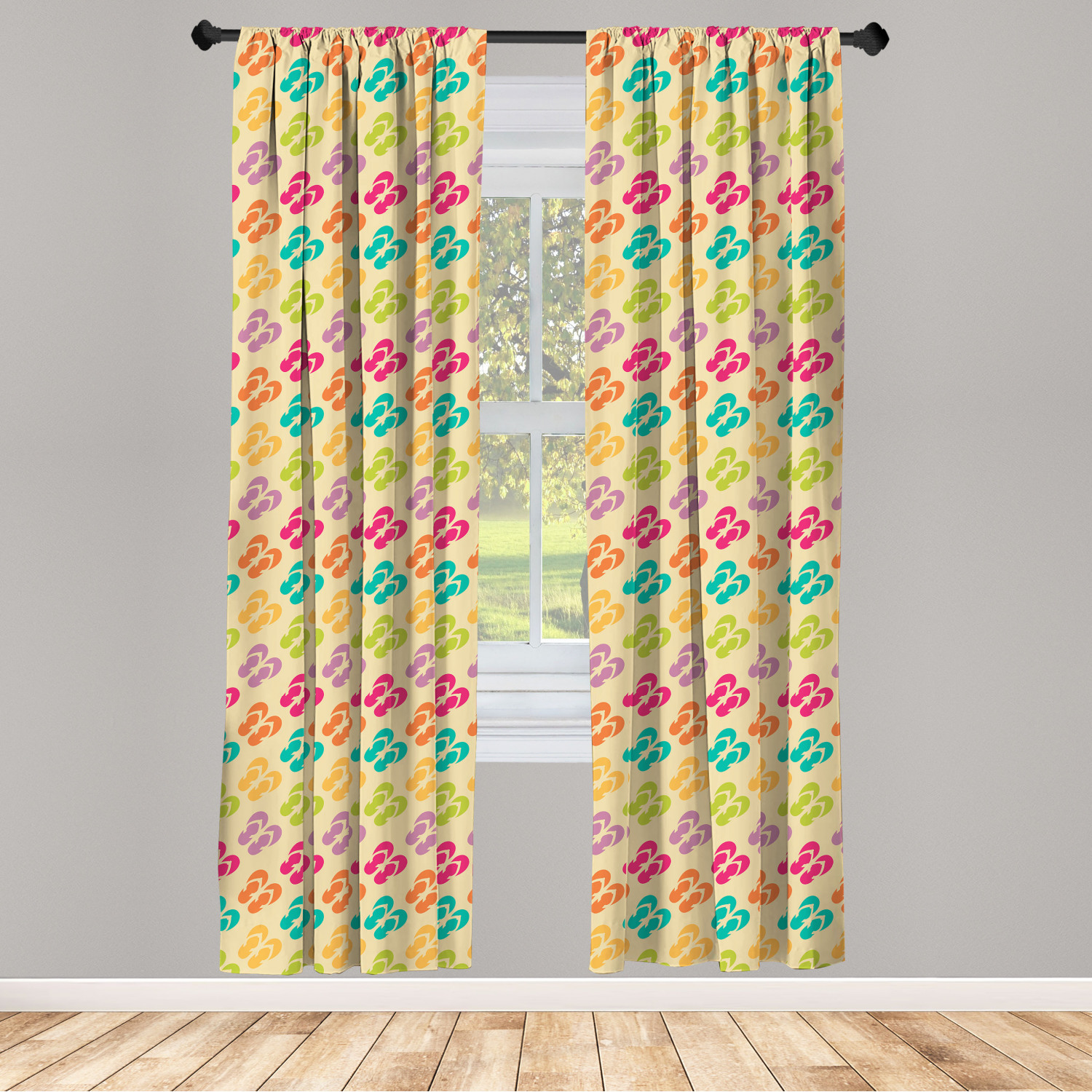 Flip Flop Microfiber Curtains 2 Panel Set Living Room Bedroom in 3 Sizes - Picture 30 of 50