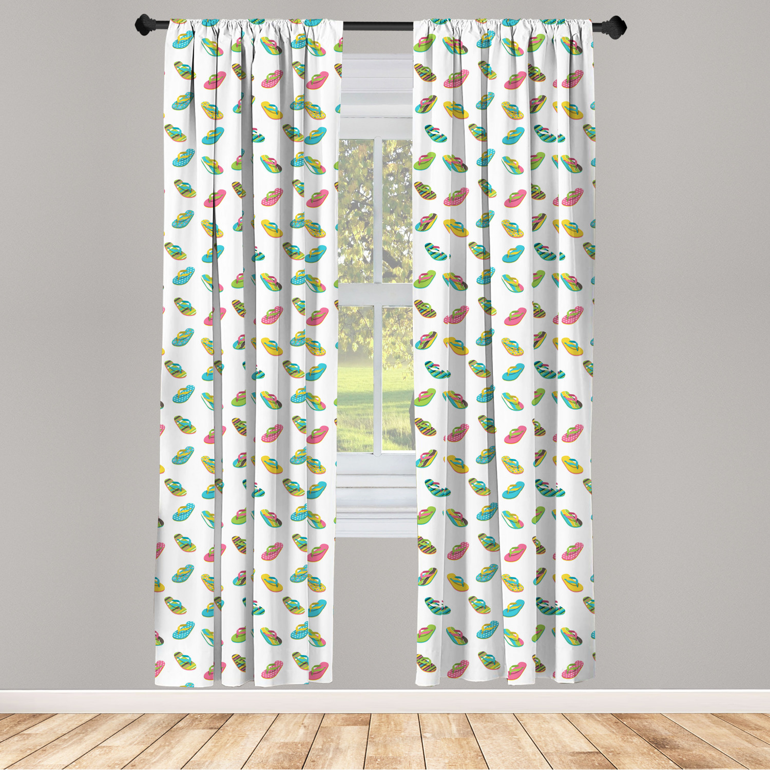 Flip Flop Microfiber Curtains 2 Panel Set Living Room Bedroom in 3 Sizes - Picture 44 of 50