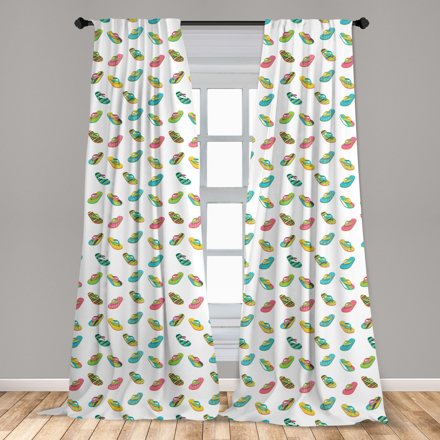 Flip Flop Microfiber Curtains 2 Panel Set Living Room Bedroom in 3 Sizes - Picture 43 of 50