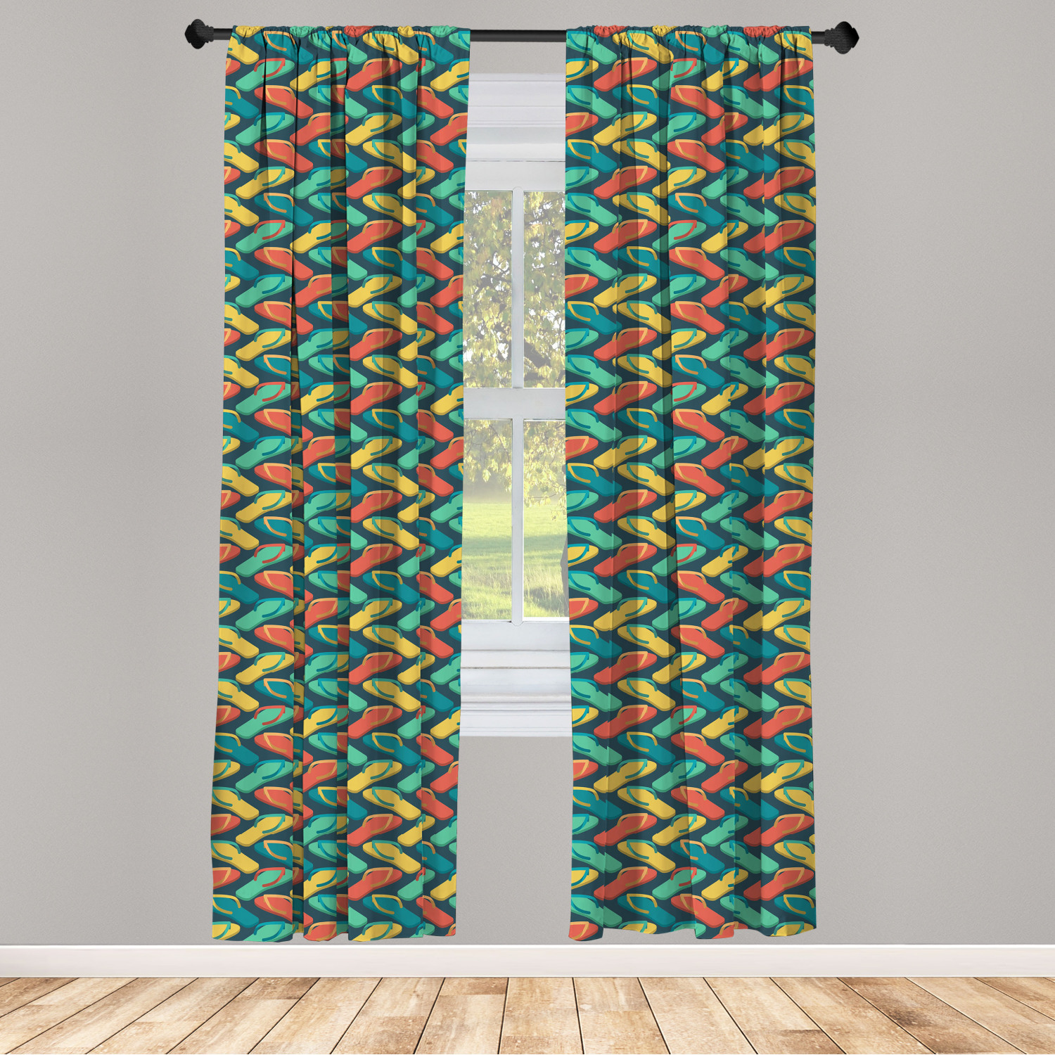 Flip Flop Microfiber Curtains 2 Panel Set Living Room Bedroom in 3 Sizes - Picture 50 of 50