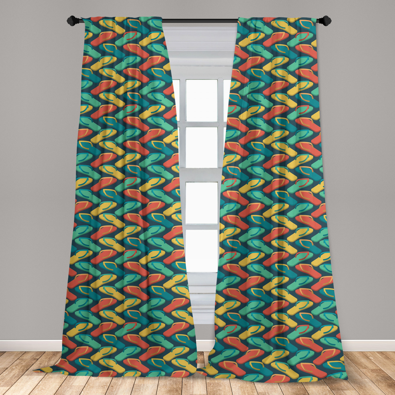 Flip Flop Microfiber Curtains 2 Panel Set Living Room Bedroom in 3 Sizes - Picture 49 of 50