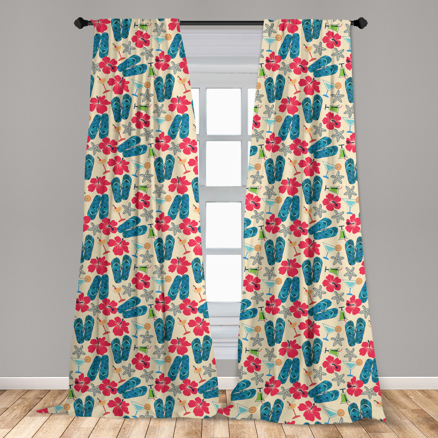 Flip Flop Microfiber Curtains 2 Panel Set Living Room Bedroom in 3 Sizes - Picture 11 of 50