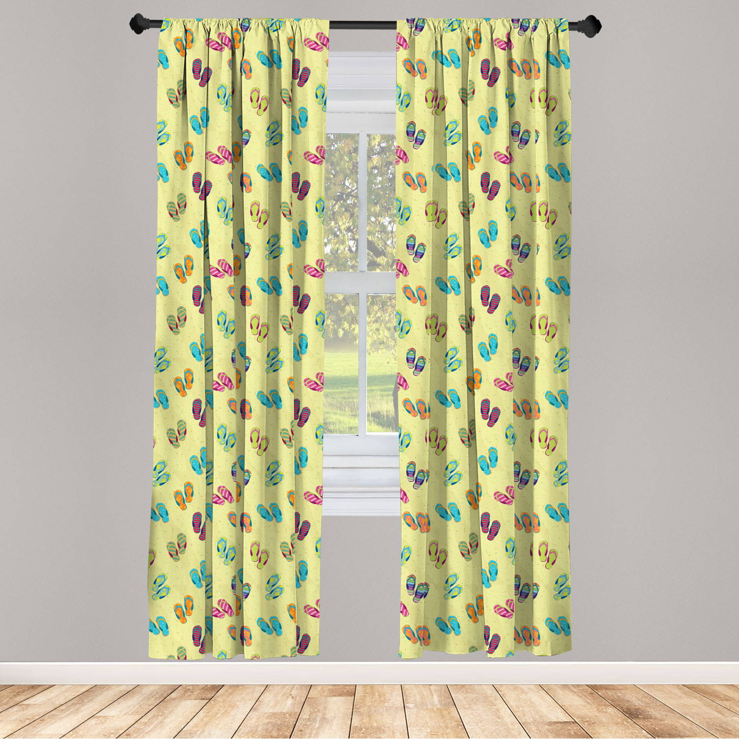 Flip Flop Microfiber Curtains 2 Panel Set Living Room Bedroom in 3 Sizes - Picture 8 of 50