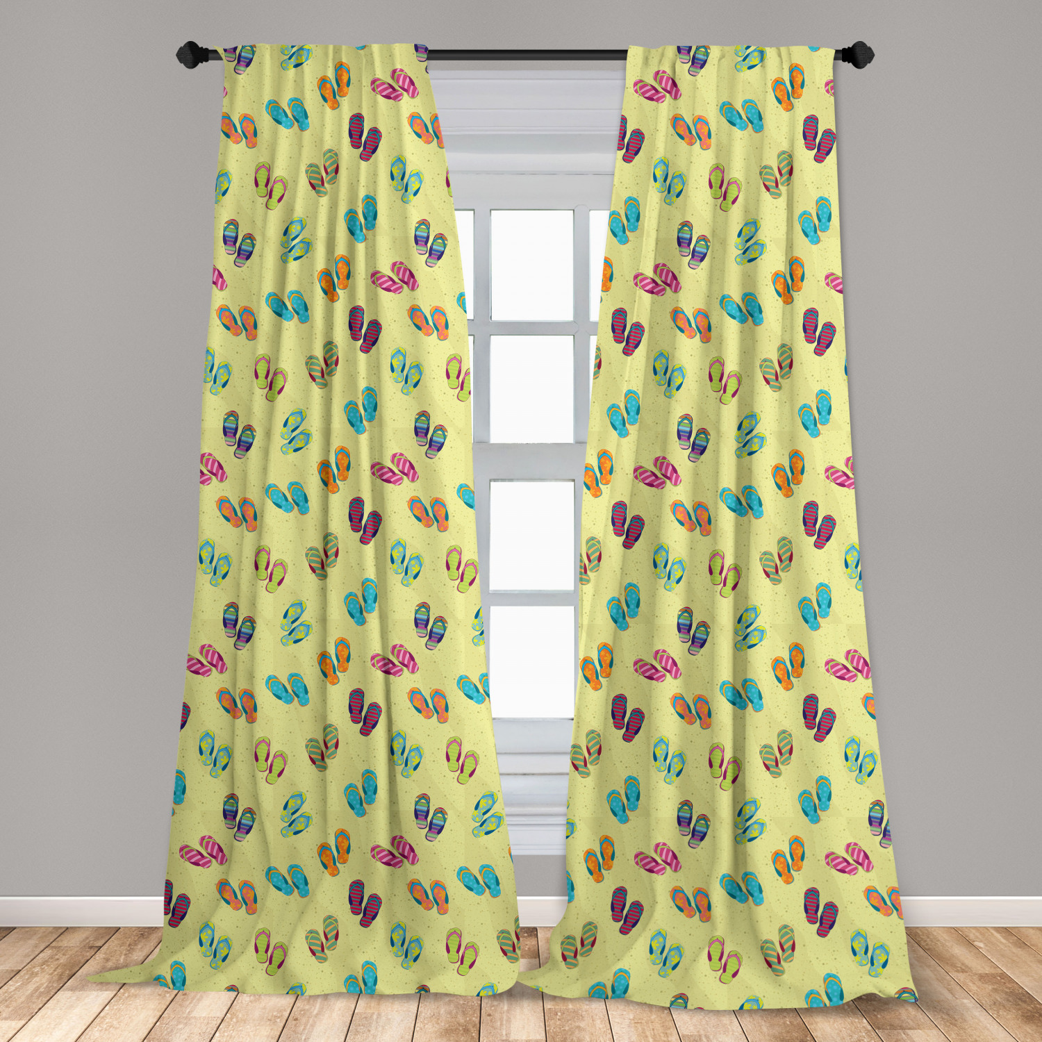 Flip Flop Microfiber Curtains 2 Panel Set Living Room Bedroom in 3 Sizes - Picture 7 of 50