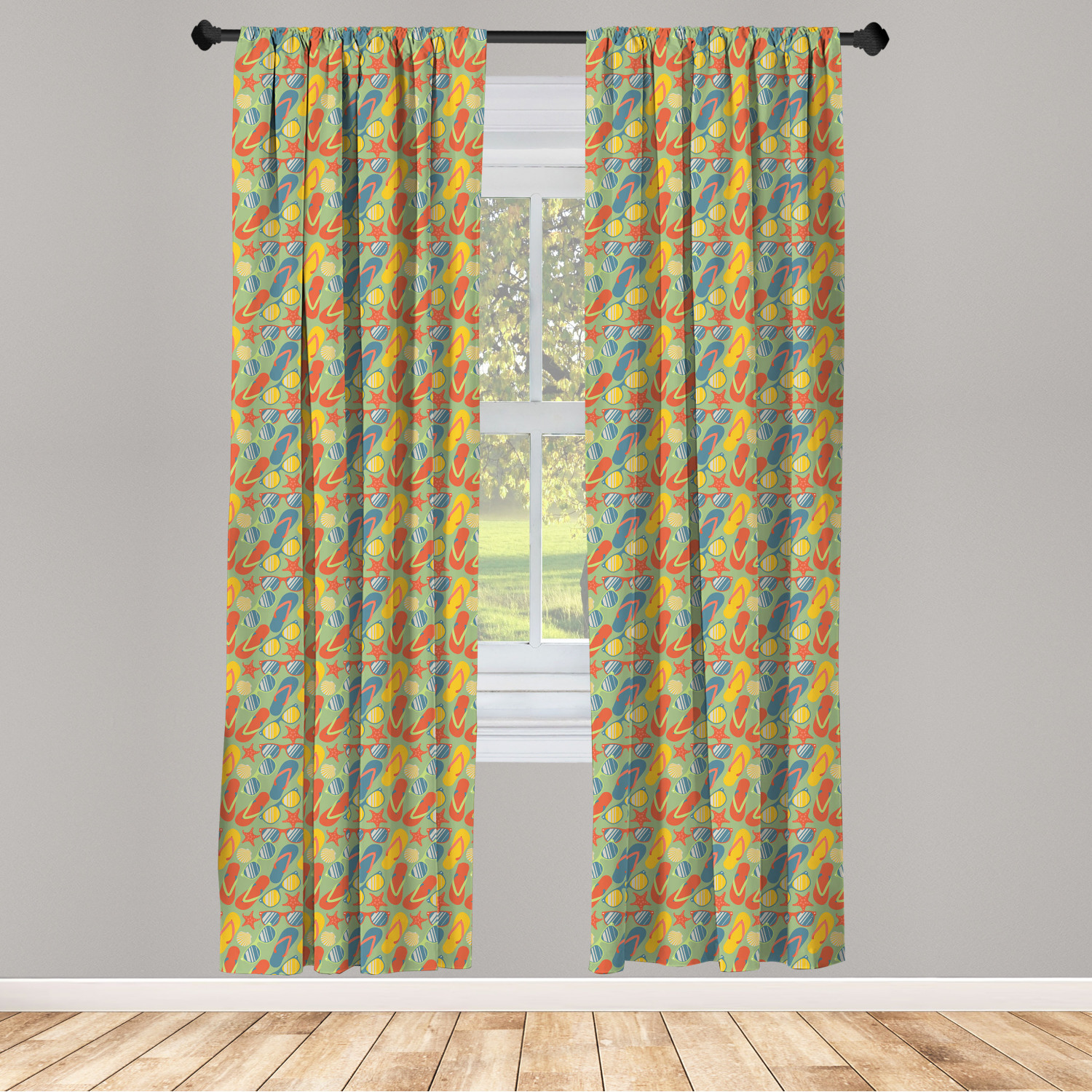 Flip Flop Microfiber Curtains 2 Panel Set Living Room Bedroom in 3 Sizes - Picture 42 of 50