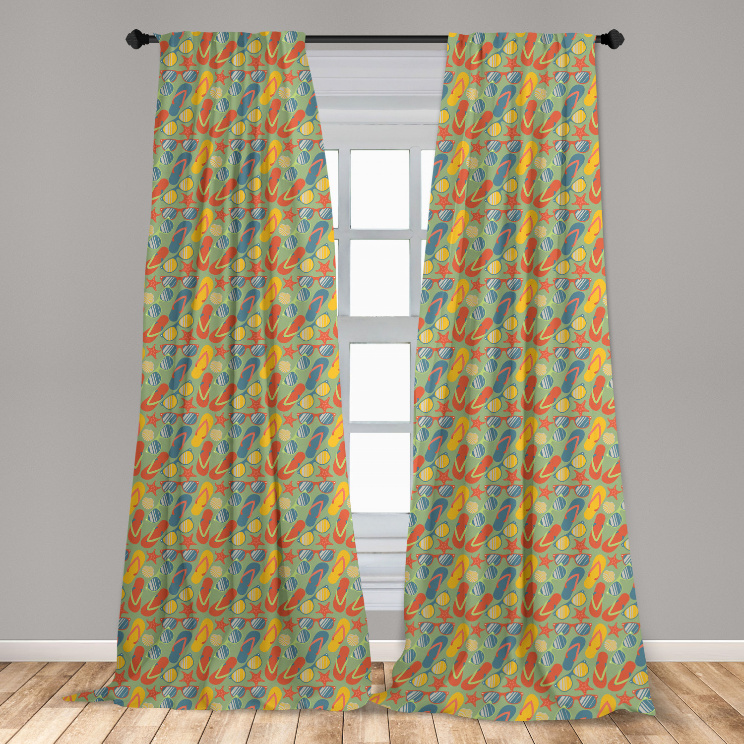 Flip Flop Microfiber Curtains 2 Panel Set Living Room Bedroom in 3 Sizes - Picture 41 of 50