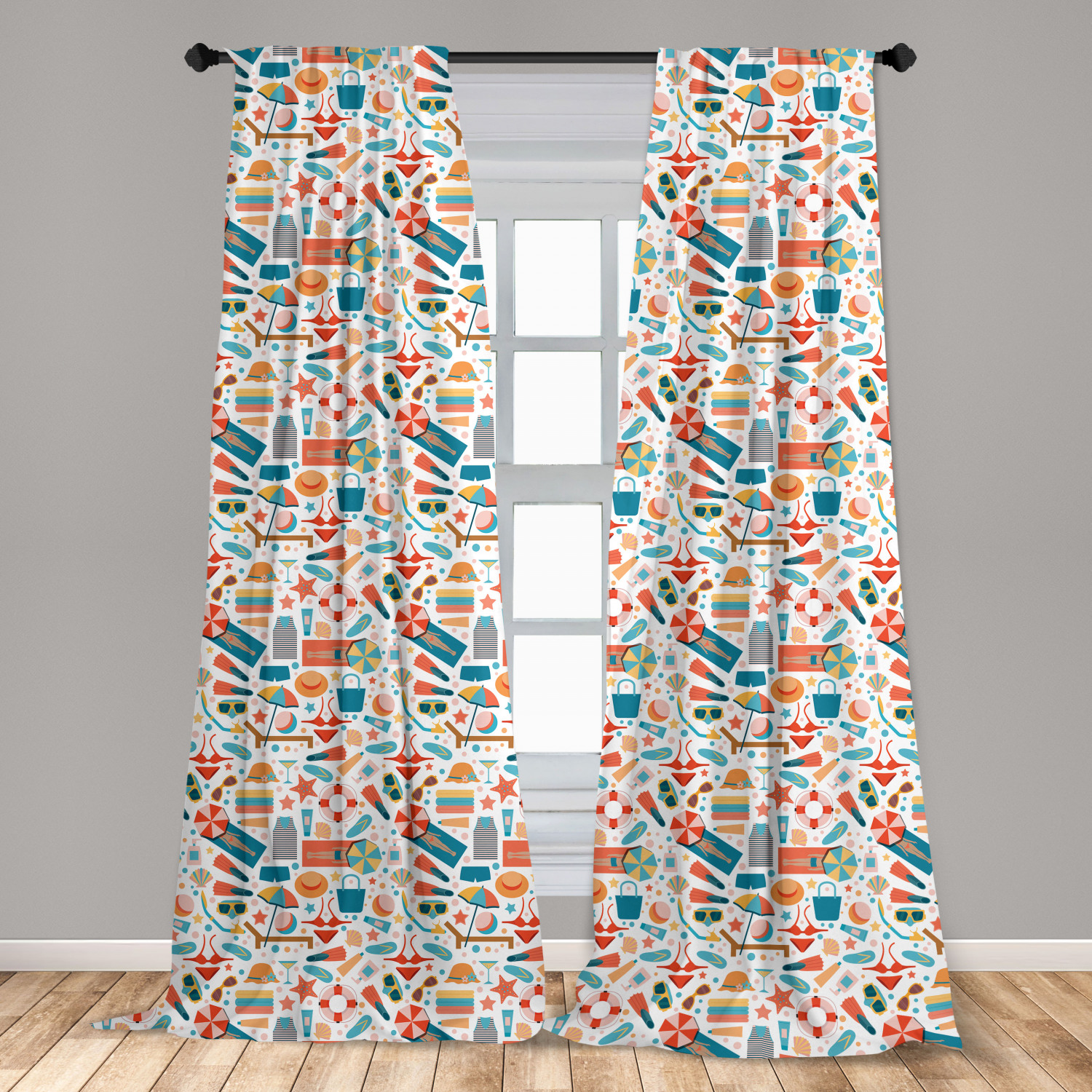 Flip Flop Microfiber Curtains 2 Panel Set Living Room Bedroom in 3 Sizes - Picture 39 of 50