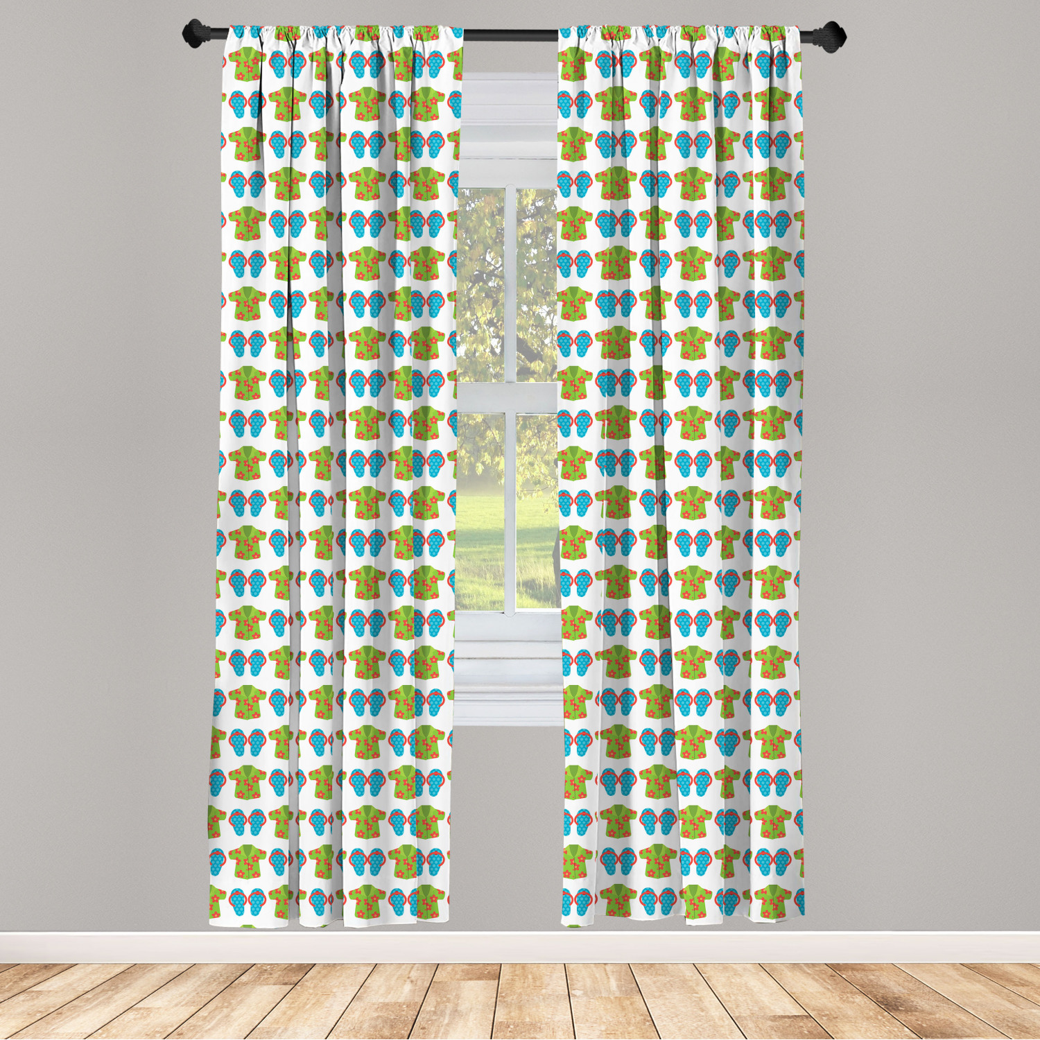 Flip Flop Microfiber Curtains 2 Panel Set Living Room Bedroom in 3 Sizes - Picture 10 of 50