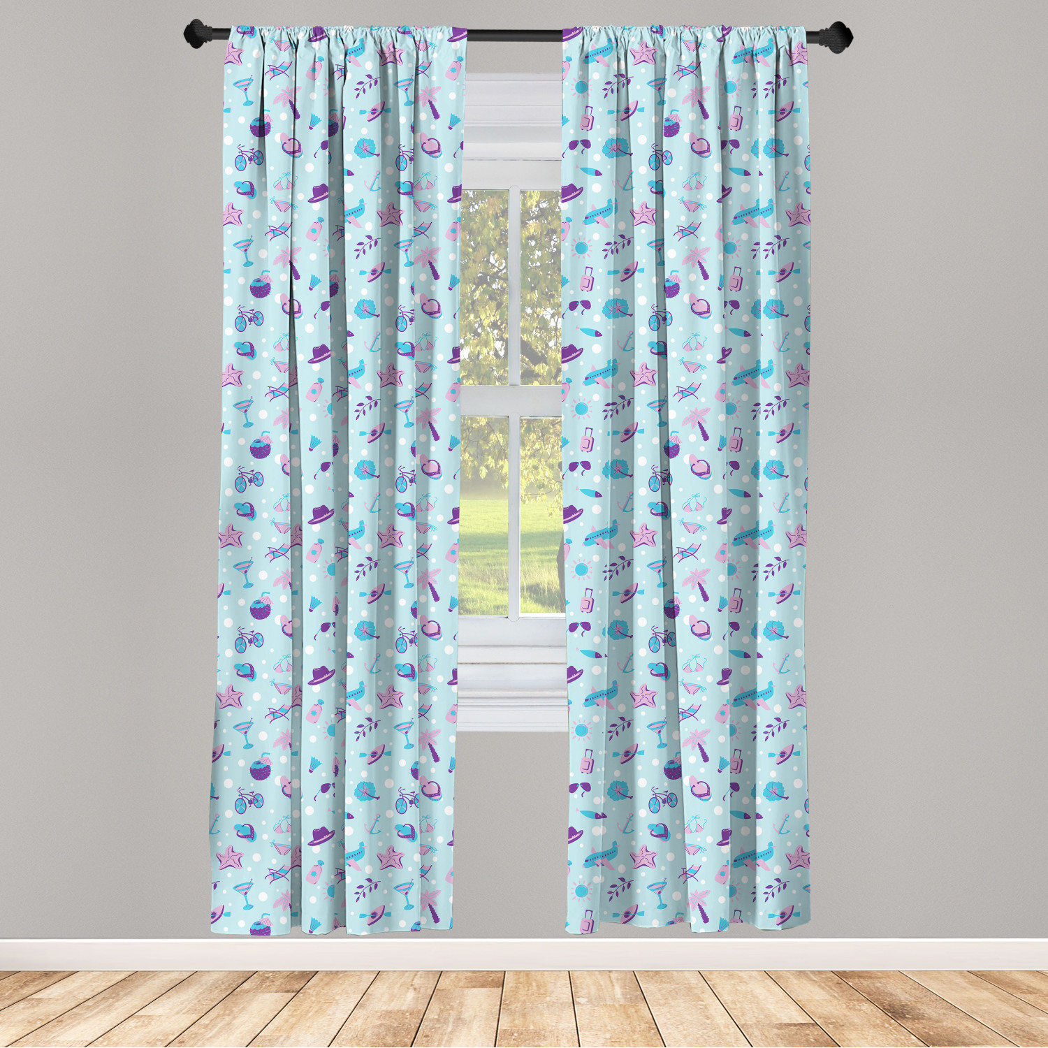 Flip Flop Microfiber Curtains 2 Panel Set Living Room Bedroom in 3 Sizes - Picture 4 of 50