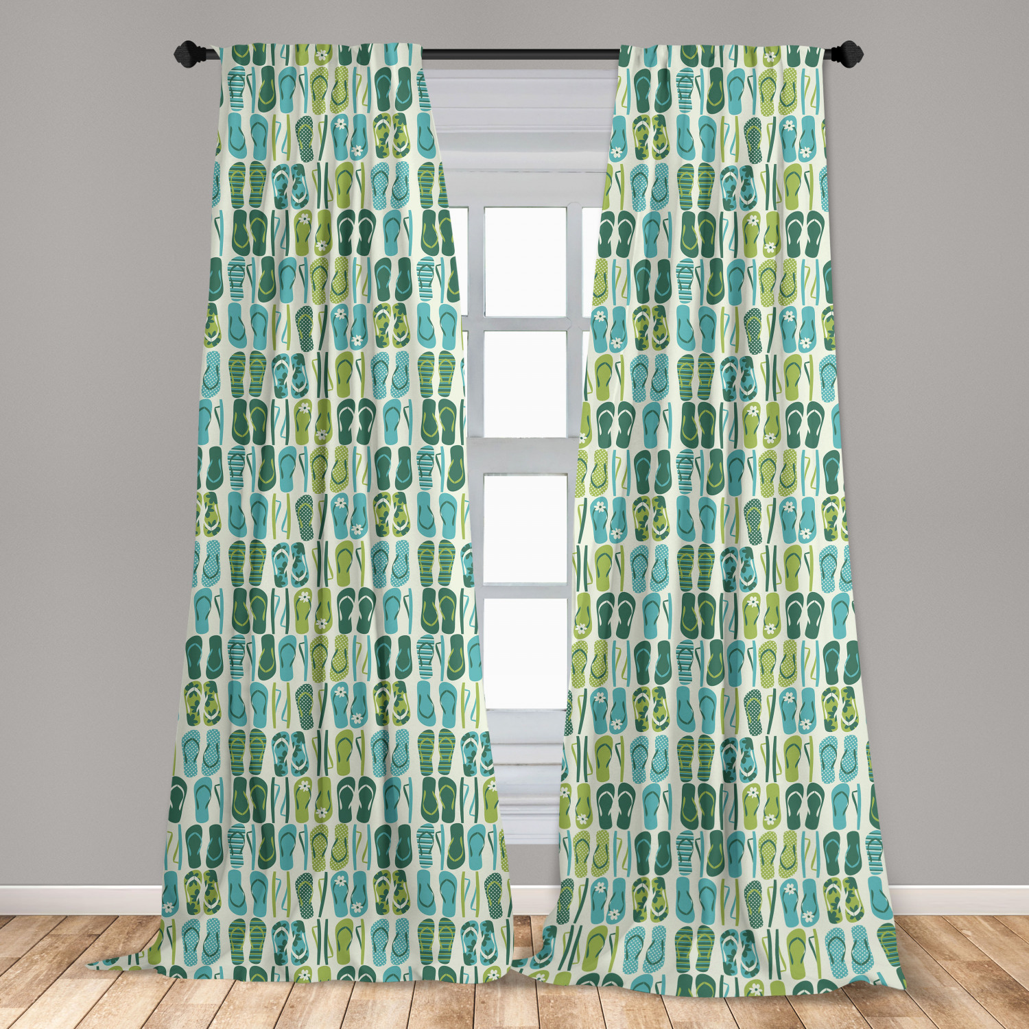 Flip Flop Microfiber Curtains 2 Panel Set Living Room Bedroom in 3 Sizes - Picture 13 of 50
