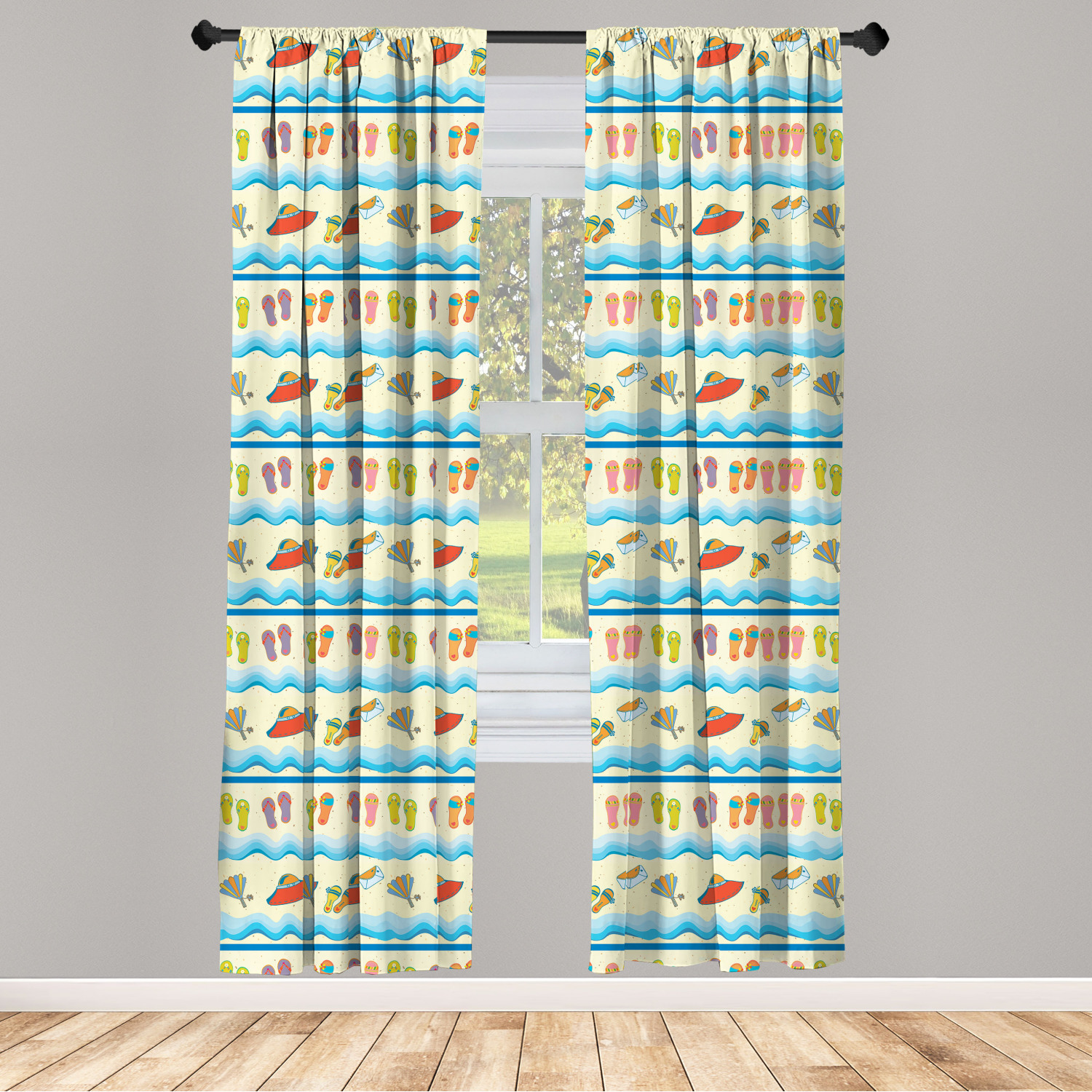 Flip Flop Microfiber Curtains 2 Panel Set Living Room Bedroom in 3 Sizes - Picture 36 of 50