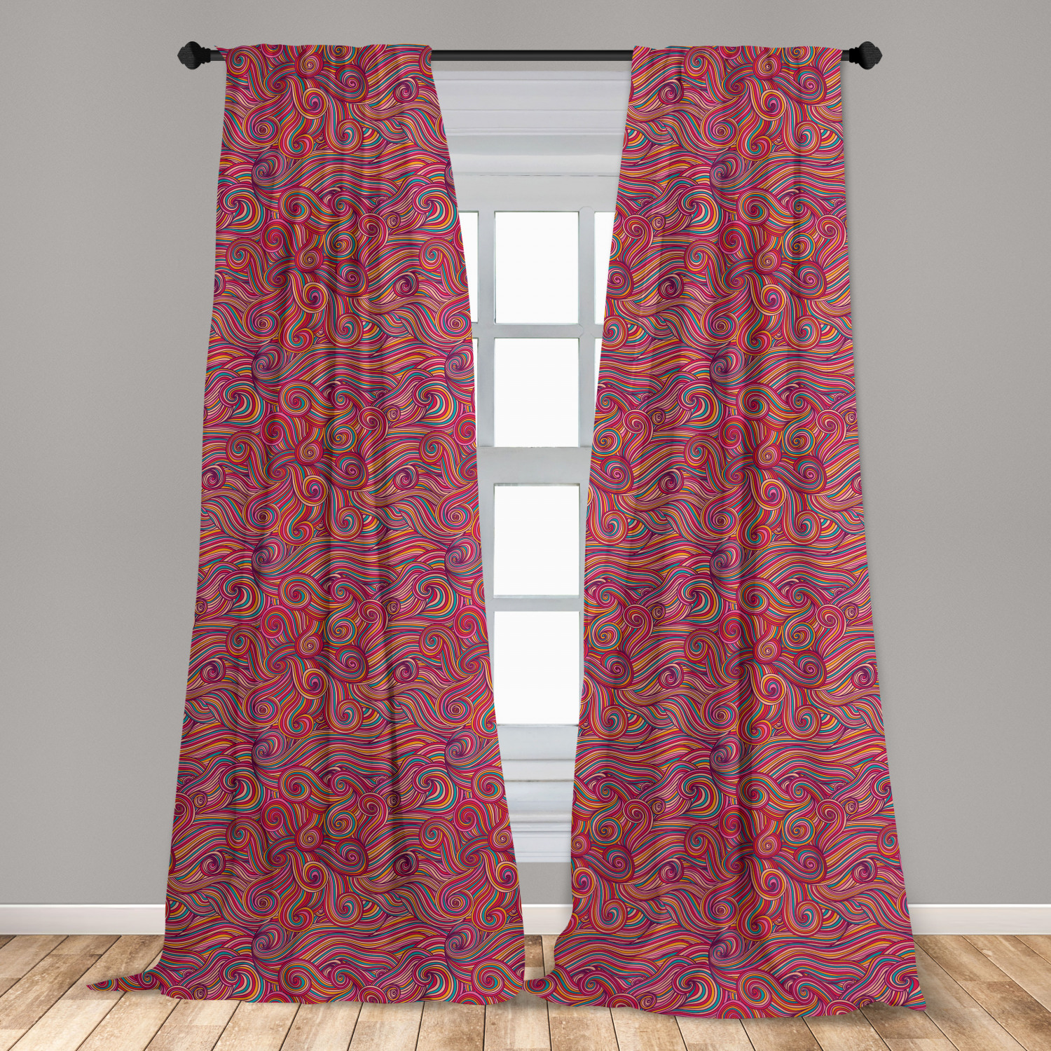Modern Abstract Microfiber Curtains 2 Panel Set Living Room Bedroom in 3 Sizes 