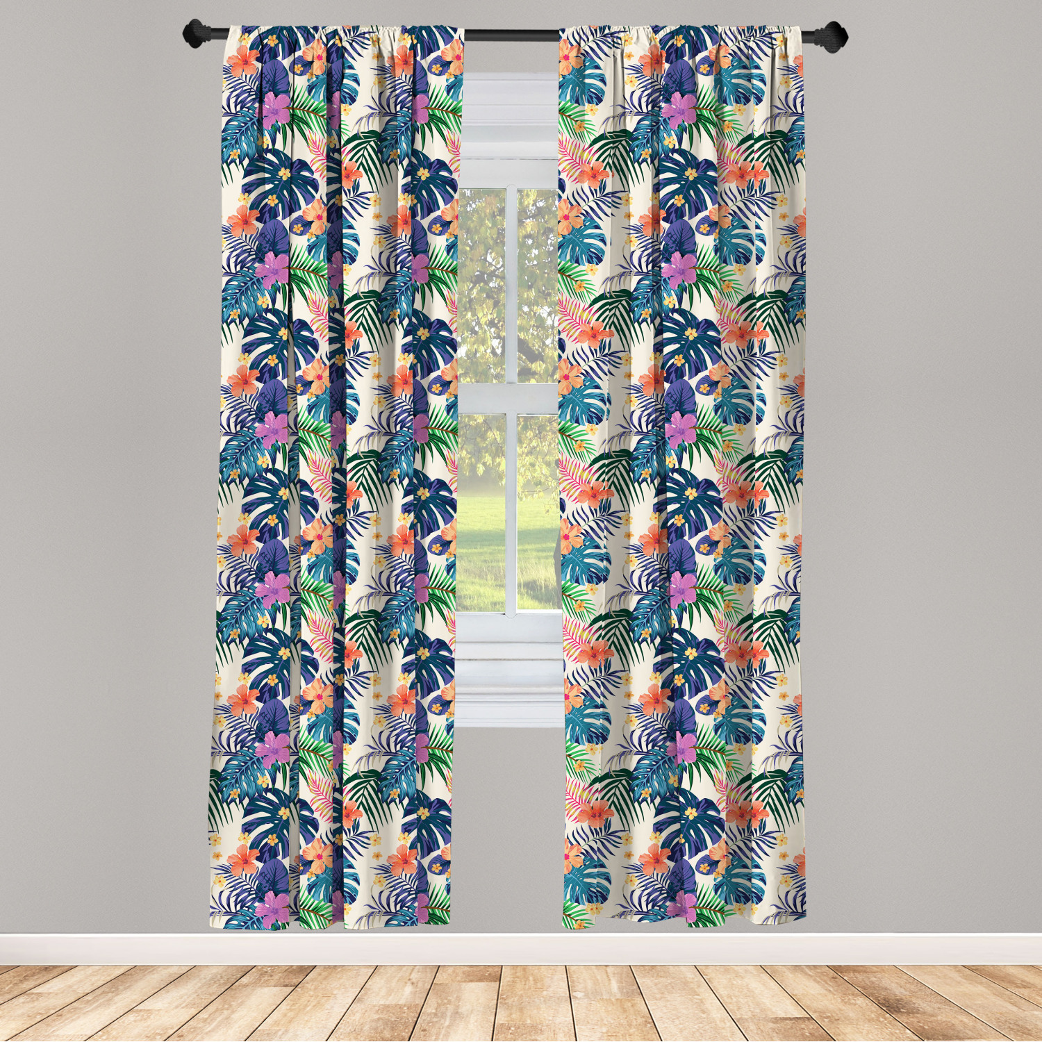 Tropic Microfiber Curtains 2 Panel Set Living Room Bedroom in 3 Sizes - Picture 30 of 54