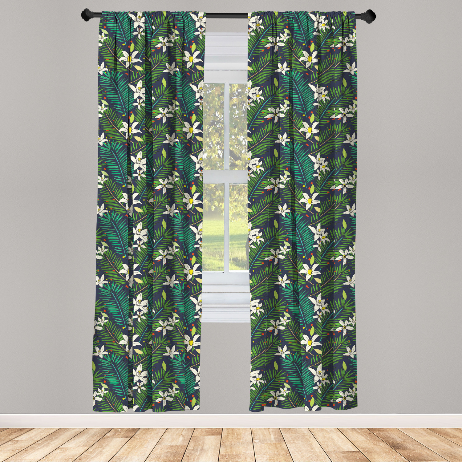Tropic Microfiber Curtains 2 Panel Set Living Room Bedroom in 3 Sizes - Picture 34 of 54