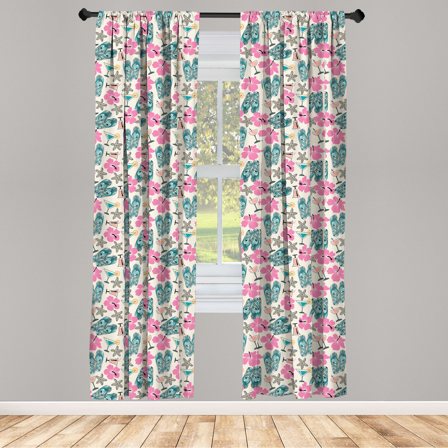 Tropic Microfiber Curtains 2 Panel Set Living Room Bedroom in 3 Sizes - Picture 26 of 54